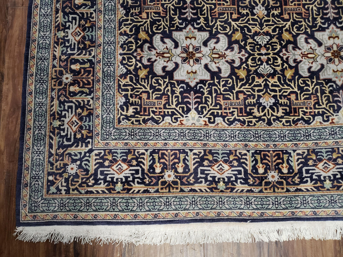 Persian Kashan Rug, Navy Blue, Hand-Knotted, Wool, 4' 8" x 7' 4", Pair A - Jewel Rugs, view 9