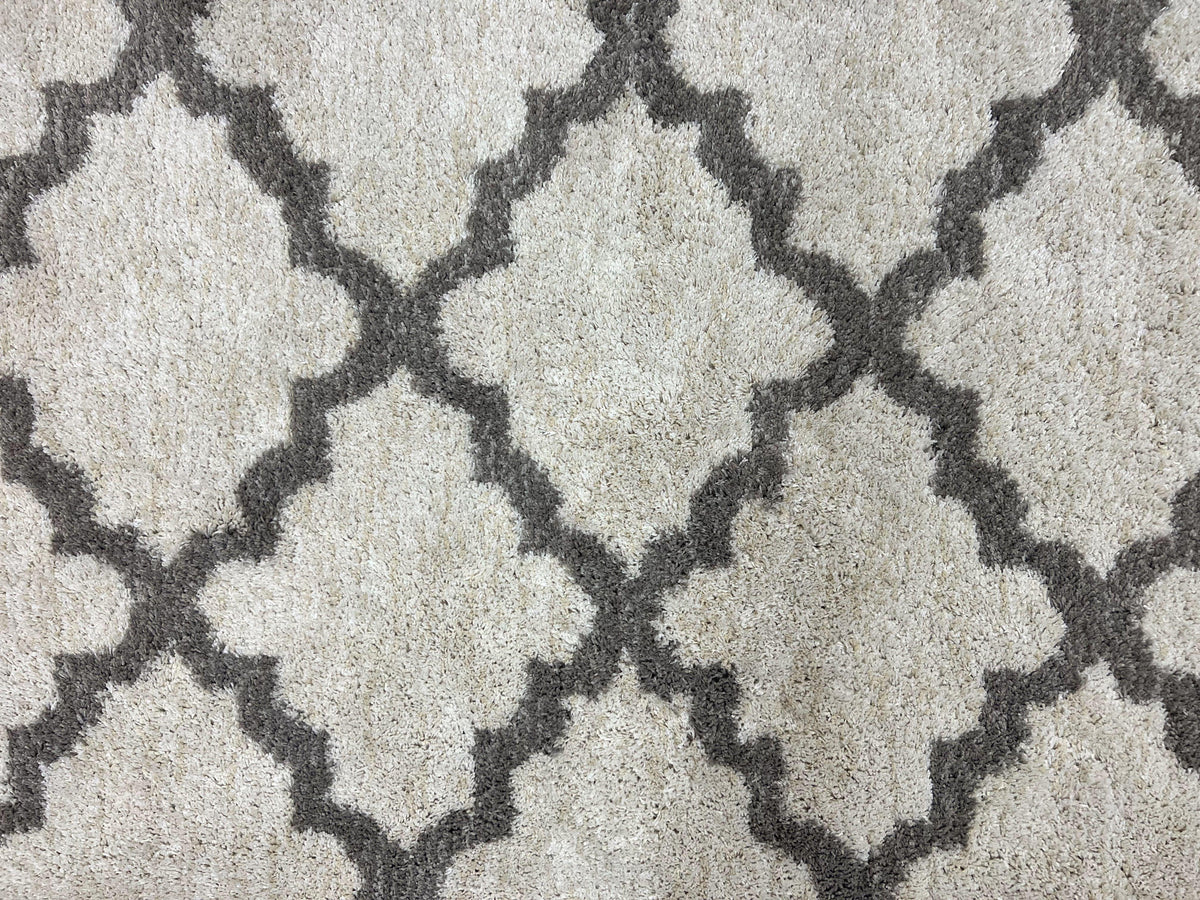 Modern Shag Rug, Ivory and Gray, Diamond Panel Design, Room Sized Area Rug - Jewel Rugs, view 11