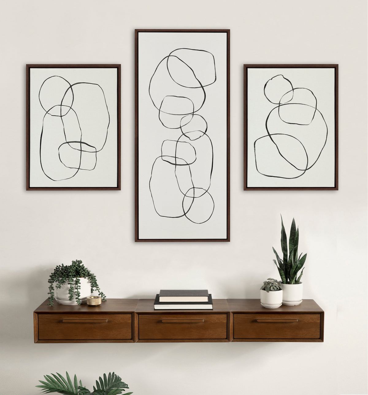 Sylvie Dancing Circles Framed Canvas by Teju Reval