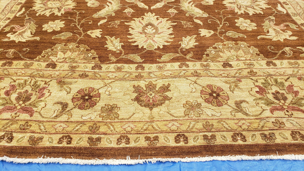 Indo Persian Rug 10x14, Mahal Sultanabad Oriental Carpet, Burnt Orange & Beige, Handmade Wool Area Rug - Jewel Rugs, view 6