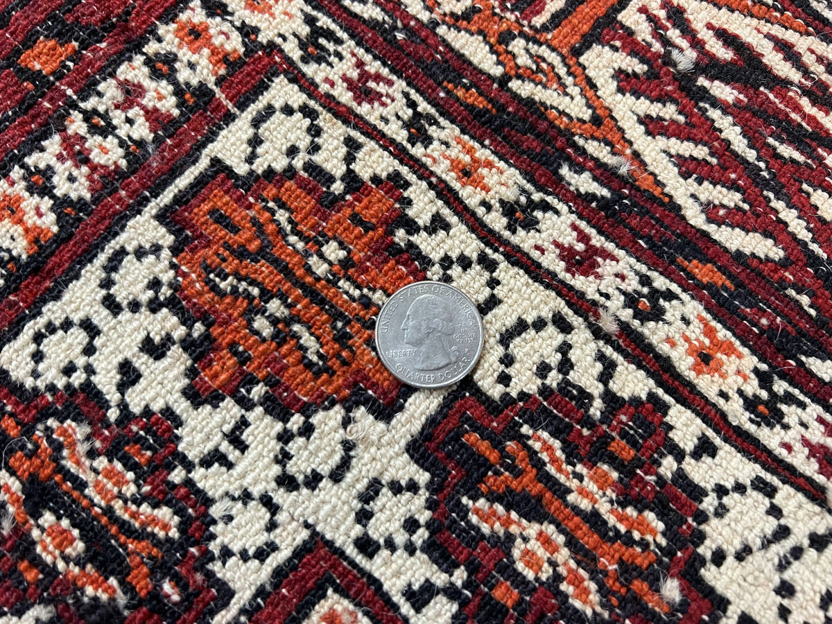 Persian Turkoman Rug 7x8, Almost Square Rare, Hand Knotted, Yamud, Bohemian Rug, Handmade Tribal Rug, Cream Red, Handmade Oriental Carpet - Jewel Rugs, view 11