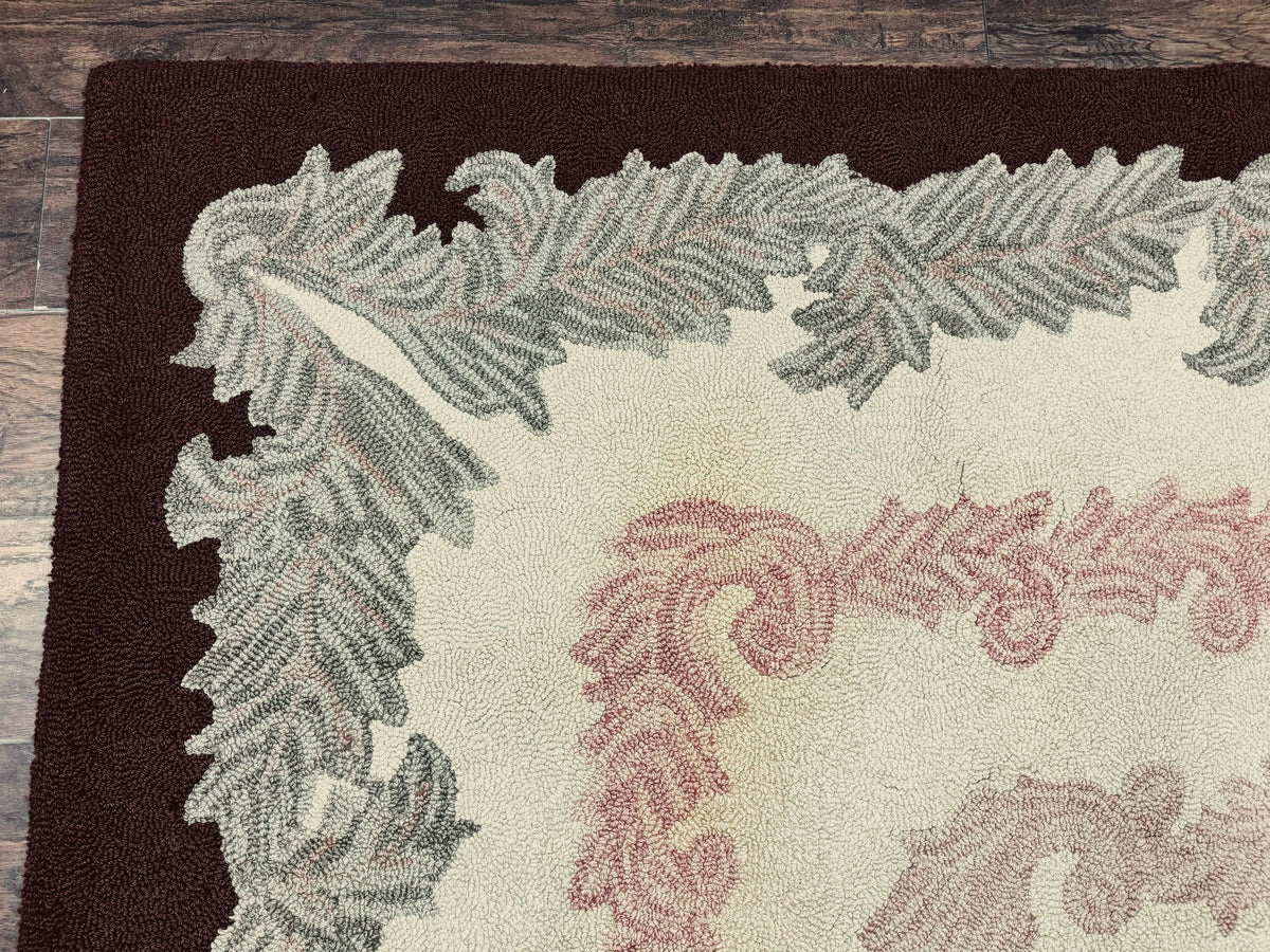 American Hand Hooked Rug 9x12, Vintage Aubusson Carpet, Wool - Jewel Rugs, view 6