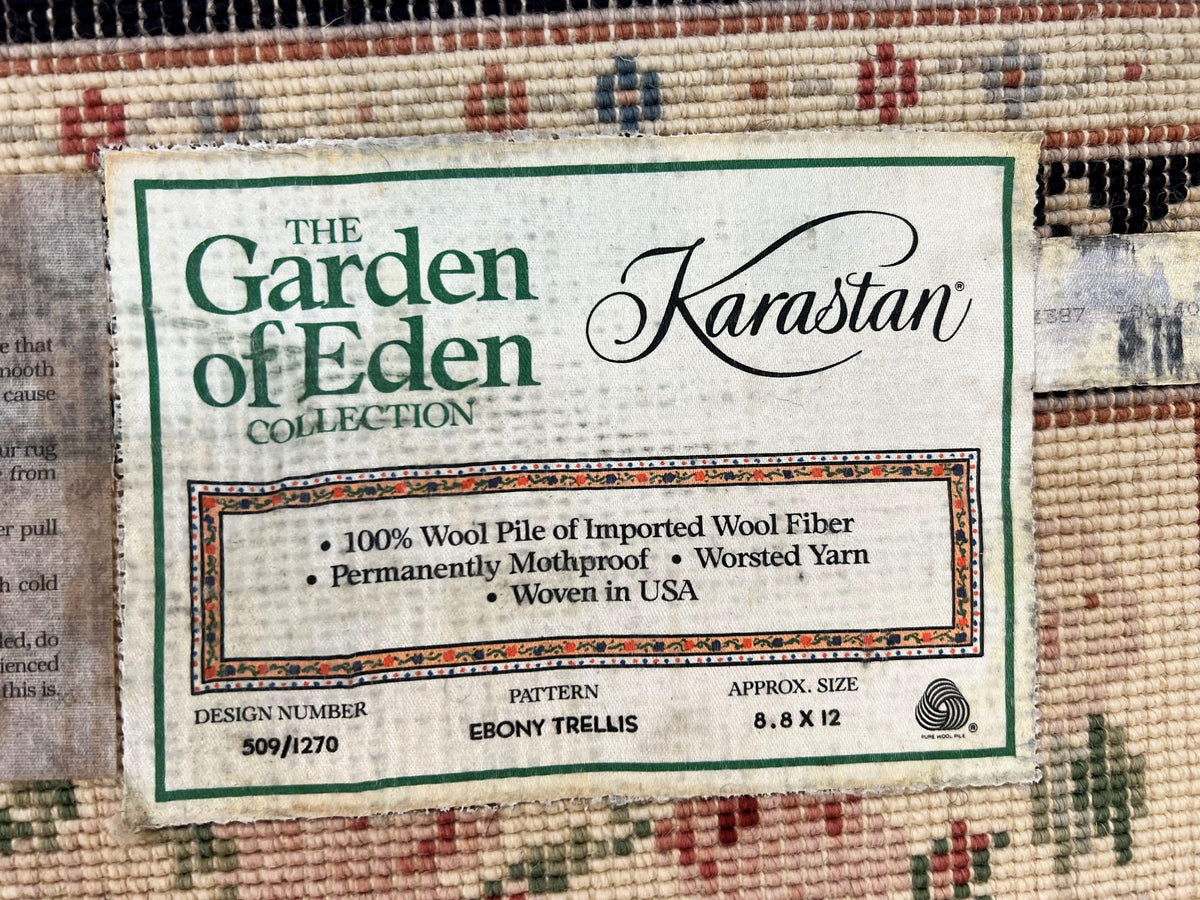 Karastan Rug 8' 8" x 12" Garden of Eden Collection Ebony Trellis #509/1270, Wool Pile Discontinued Vintage Karastan Carpet, Room Sized Rug - Jewel Rugs, view 11