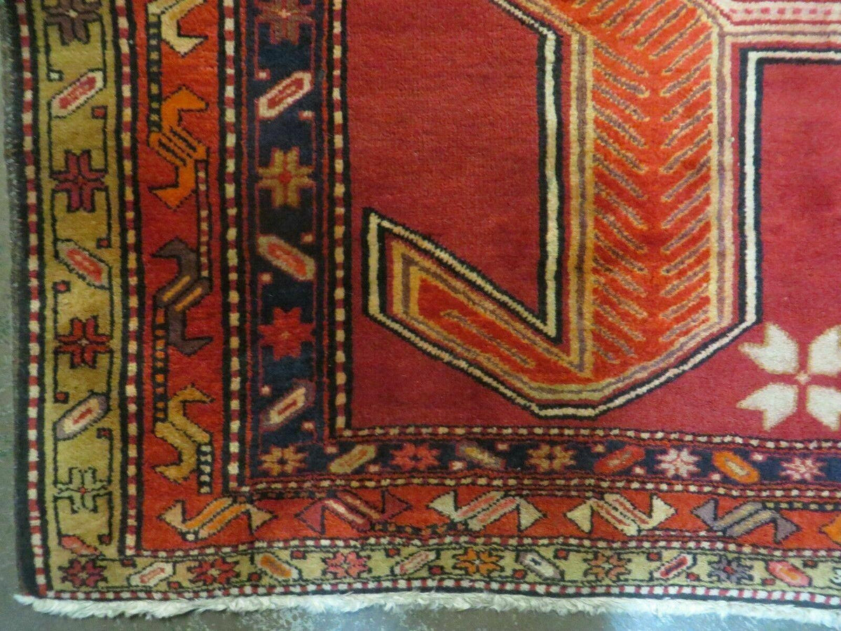 4' 10" X 11' Antique Handmade Turkish Kazak Wool Rug SHIELD Hand Knotted Red - Jewel Rugs, view 8