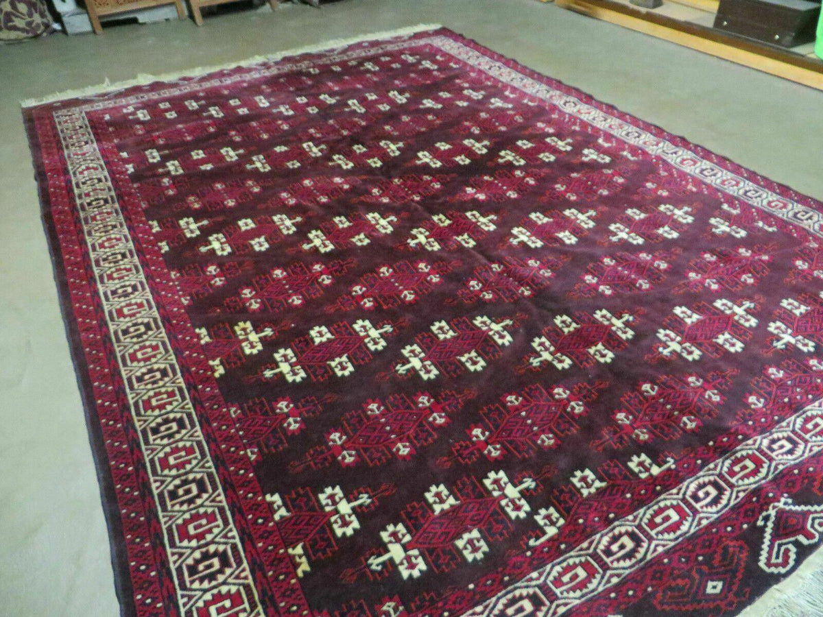 7' X 10' Antique Handmade Yamud Turkoman Wool Rug Excellent - Jewel Rugs, view 3