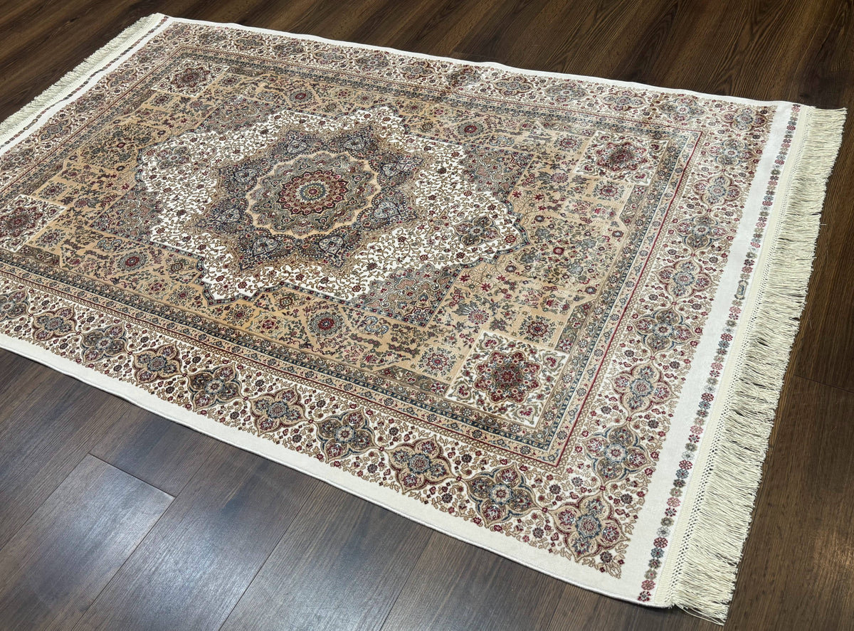 Turkish Memluk Silk Rug 4x6, Hereke Carpet, Bamboo Silk, New - Jewel Rugs, view 13