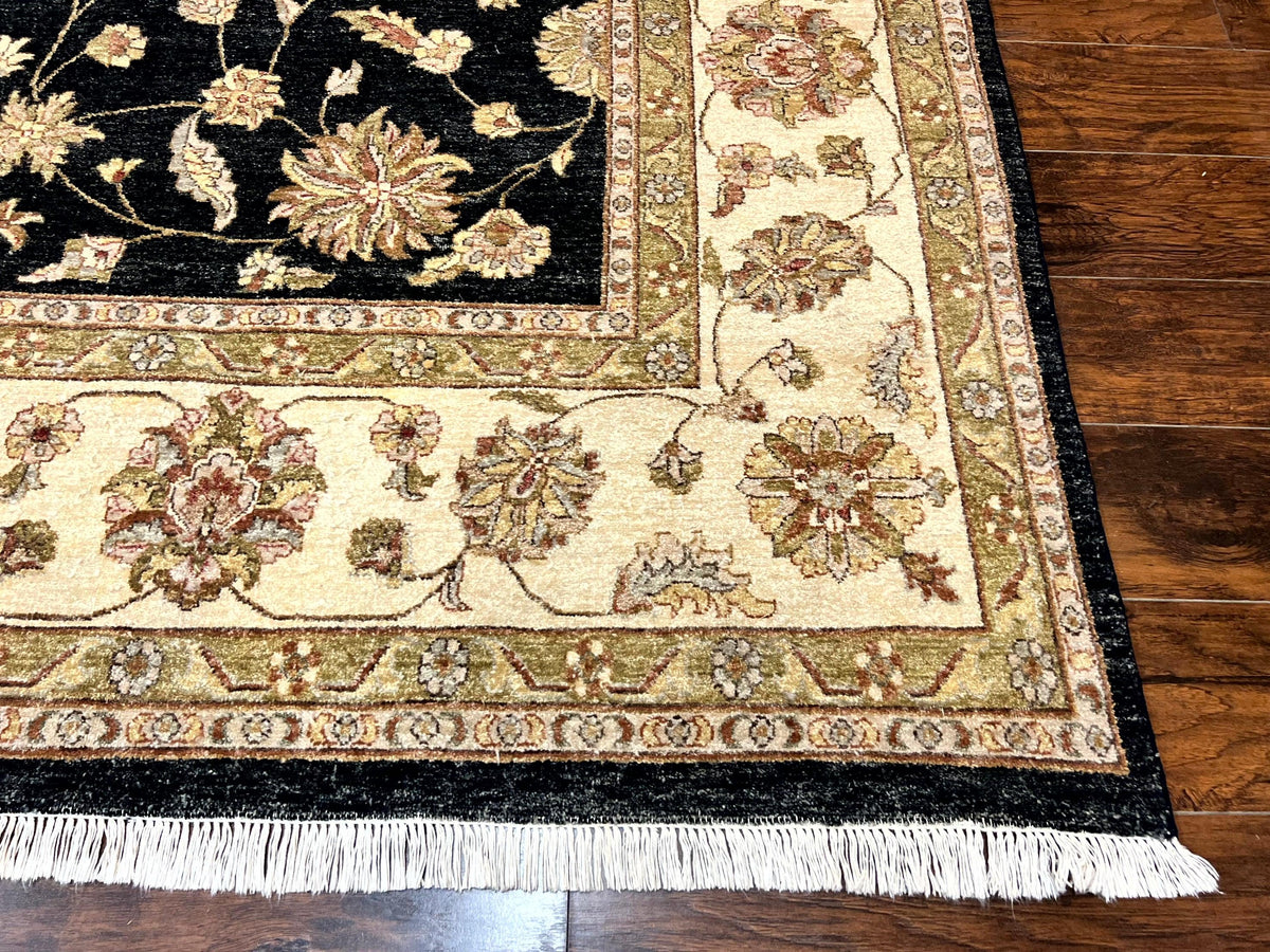 Indo Persian Rug 10x14, Charcoal and Beige, Floral Allover, Handmade Vintage Wool Carpet - Jewel Rugs, view 10