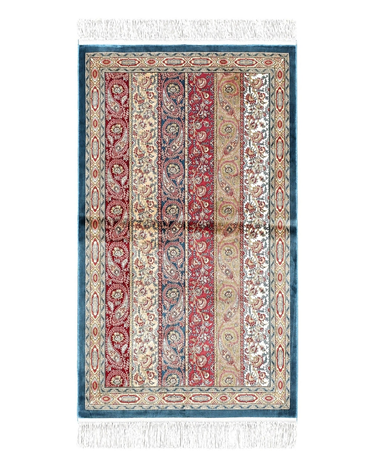 Paisley Pattern Silk Rug, Boteh Design, All Silk Accent Rug, Oriental Carpet, Very Detailed, 2' 8" x 4' 1", New, Bamboo Silk - Jewel Rugs
