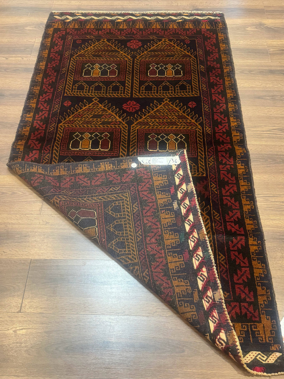 Afghan Rug 3x7, Navy Blue, Tribal Rug, Balouch Carpet, New - Jewel Rugs, view 11