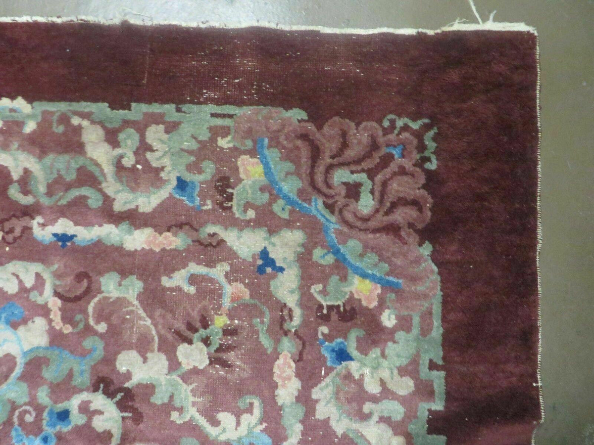 8' X 10' Vintage Handmade Chinese Art Deco Peking Nichols Wool Rug Flowers Nice - Jewel Rugs, view 8