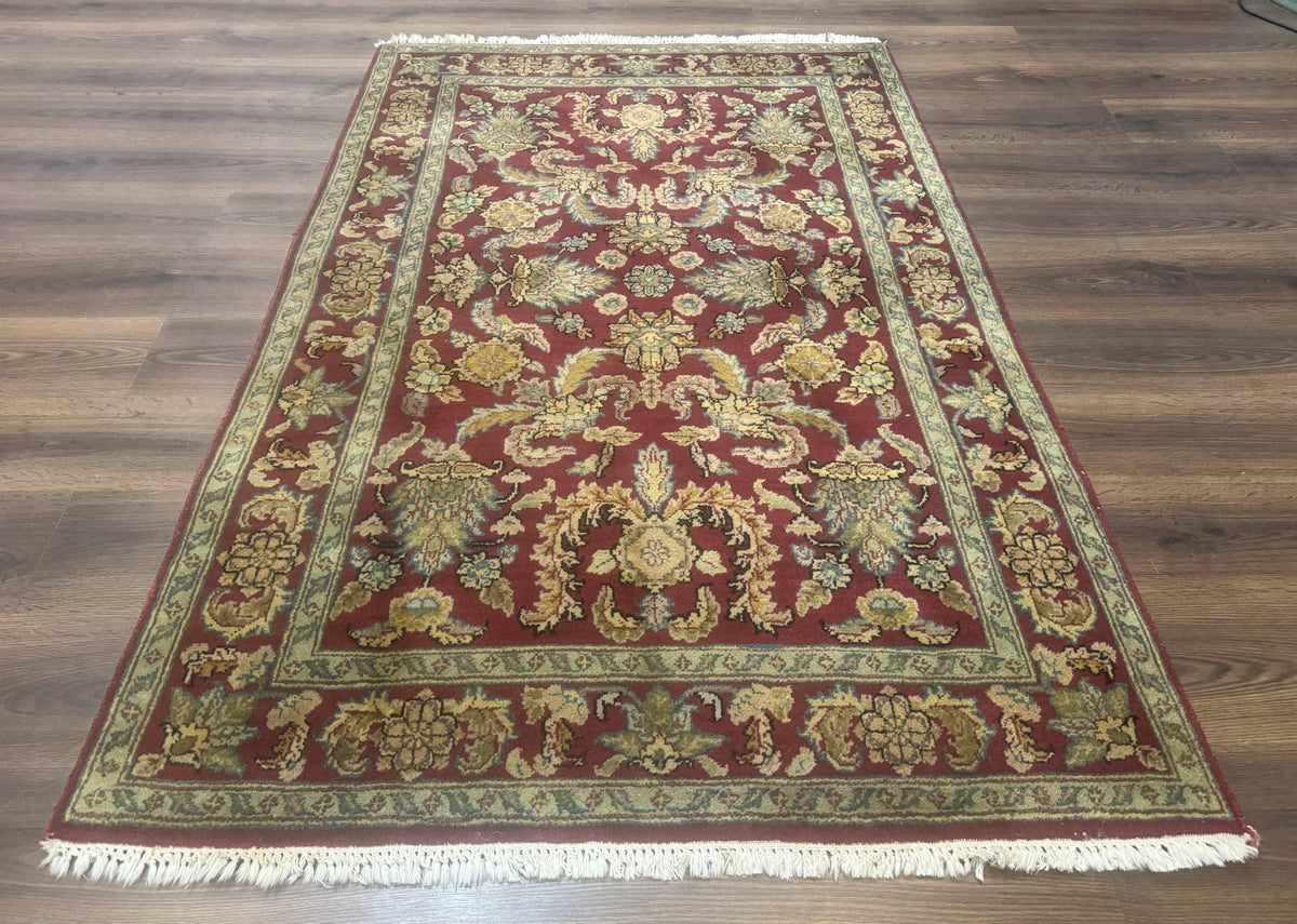 Indo Persian Mahal Rug 4x6, Floral Allover Pattern, Maroon - Jewel Rugs, view 2