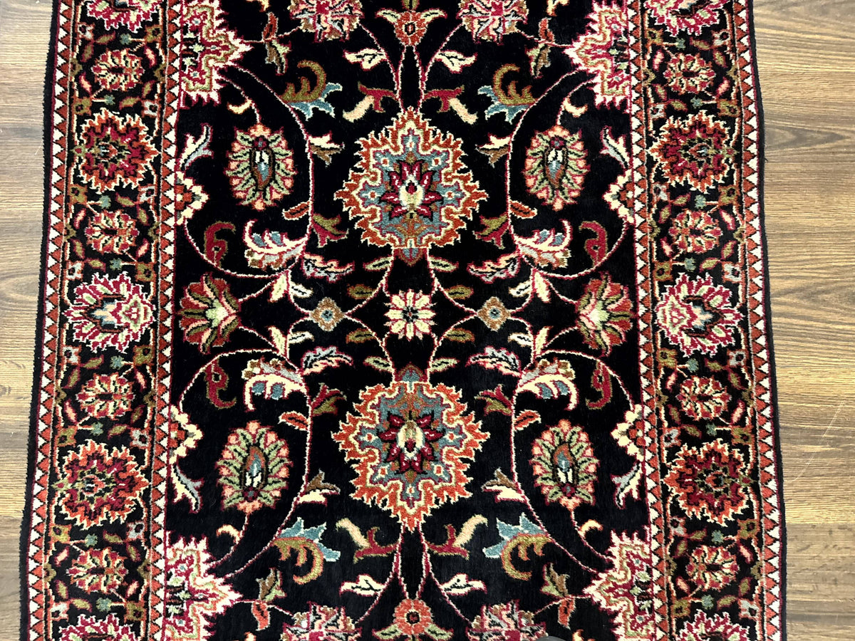 Indo Persian Sarouk Rug 3x5, Black Traditional Oriental Carpet - Jewel Rugs, view 5