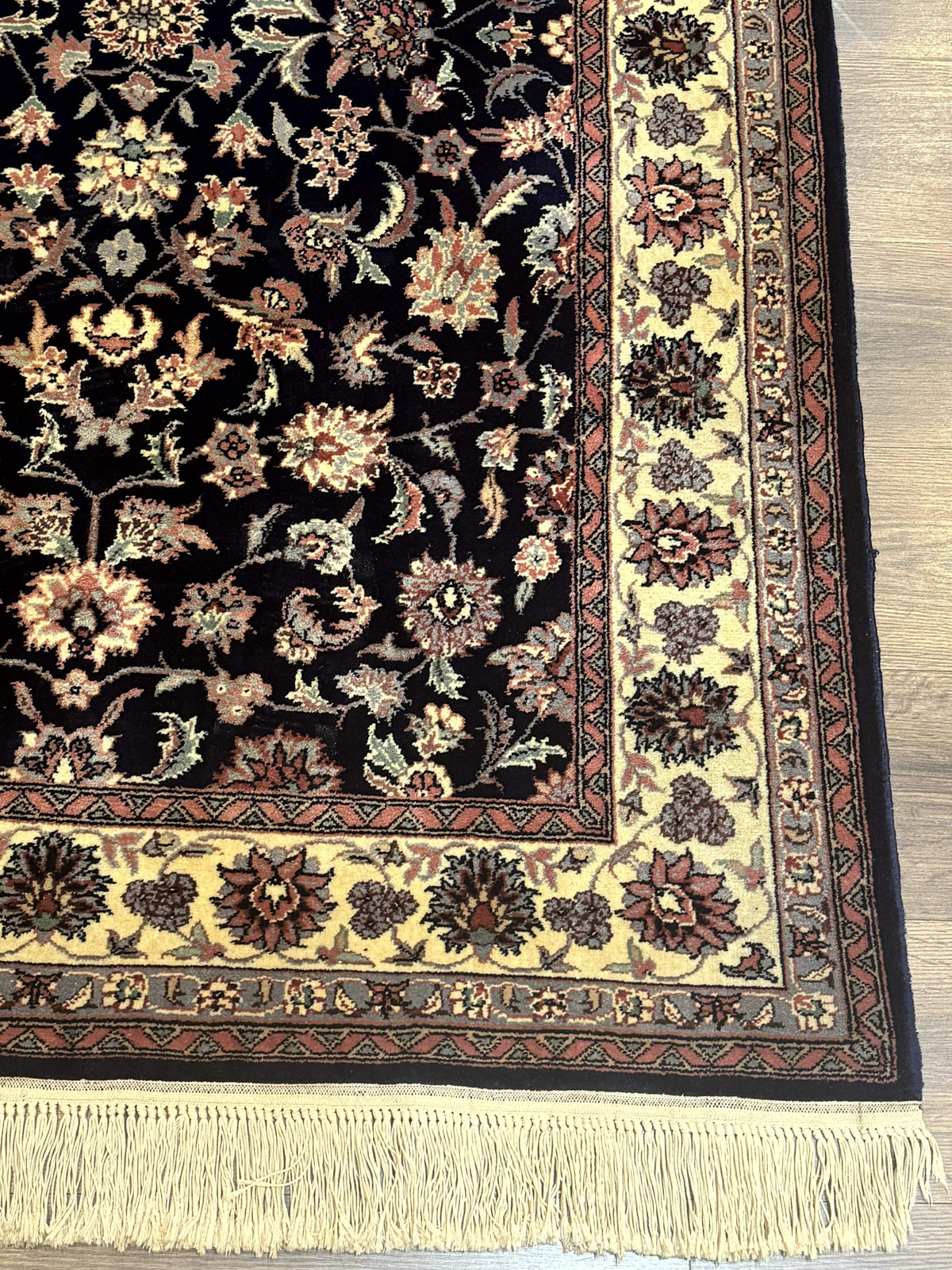 Sino Persian Rug 4x6, Navy Blue and Cream, Floral Allover Oriental Carpet - Jewel Rugs, view 10