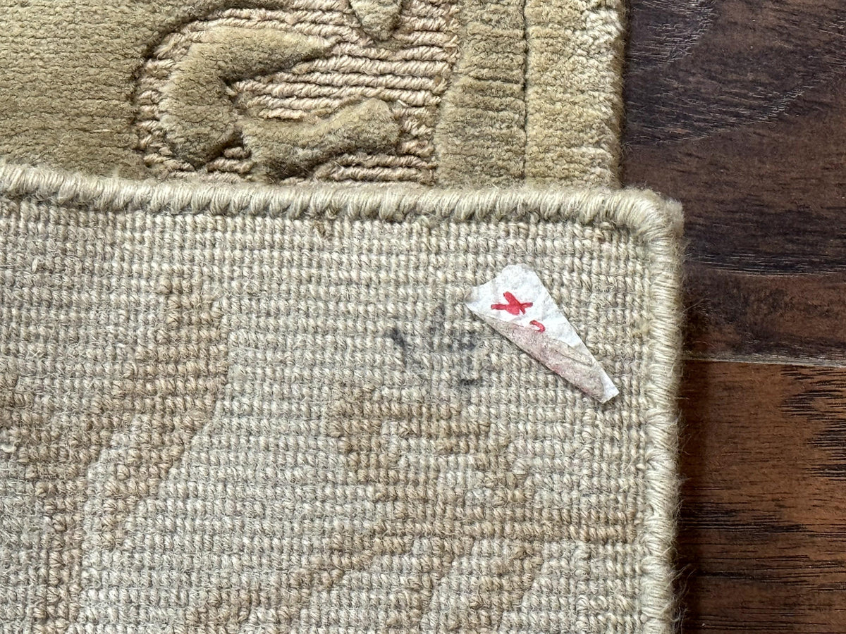 Modern Tibetan Rug 3.7 x 5.5, Carved Floral Design, Wool and Silk Highlights - Jewel Rugs, view 11