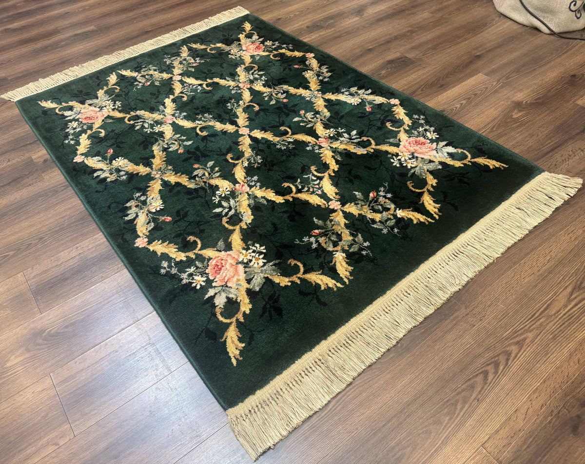 Karastan Garden of Eden Rug 4x6, Green Savonnerie 509/1733, Original Discontinued Vintage Karastan Carpet - Jewel Rugs, view 12