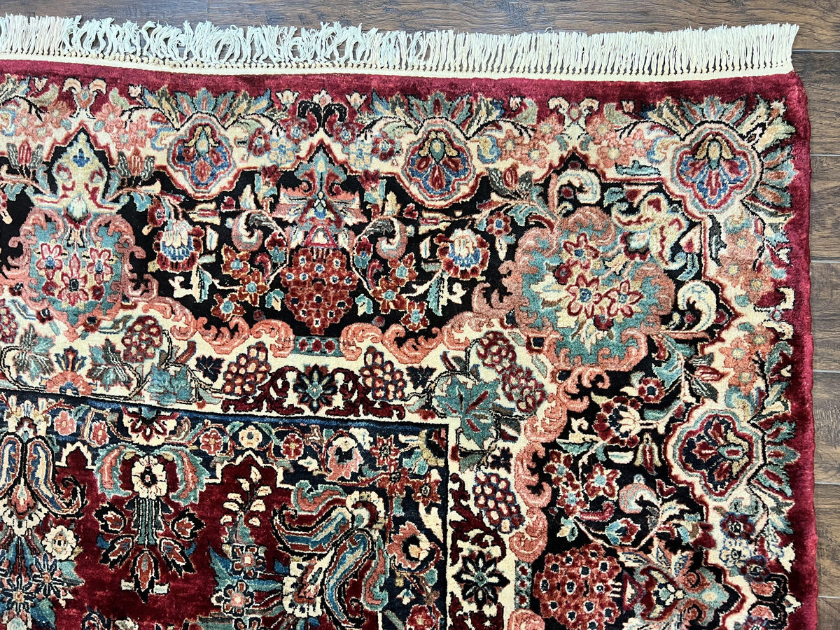 Persian Sarouk Rug 12x17, Wool Hand Knotted Antique Carpet, Dark Red, Traditional Floral Oriental Rug, 12 x 17 Extra Large Handmade Rug - Jewel Rugs, view 7