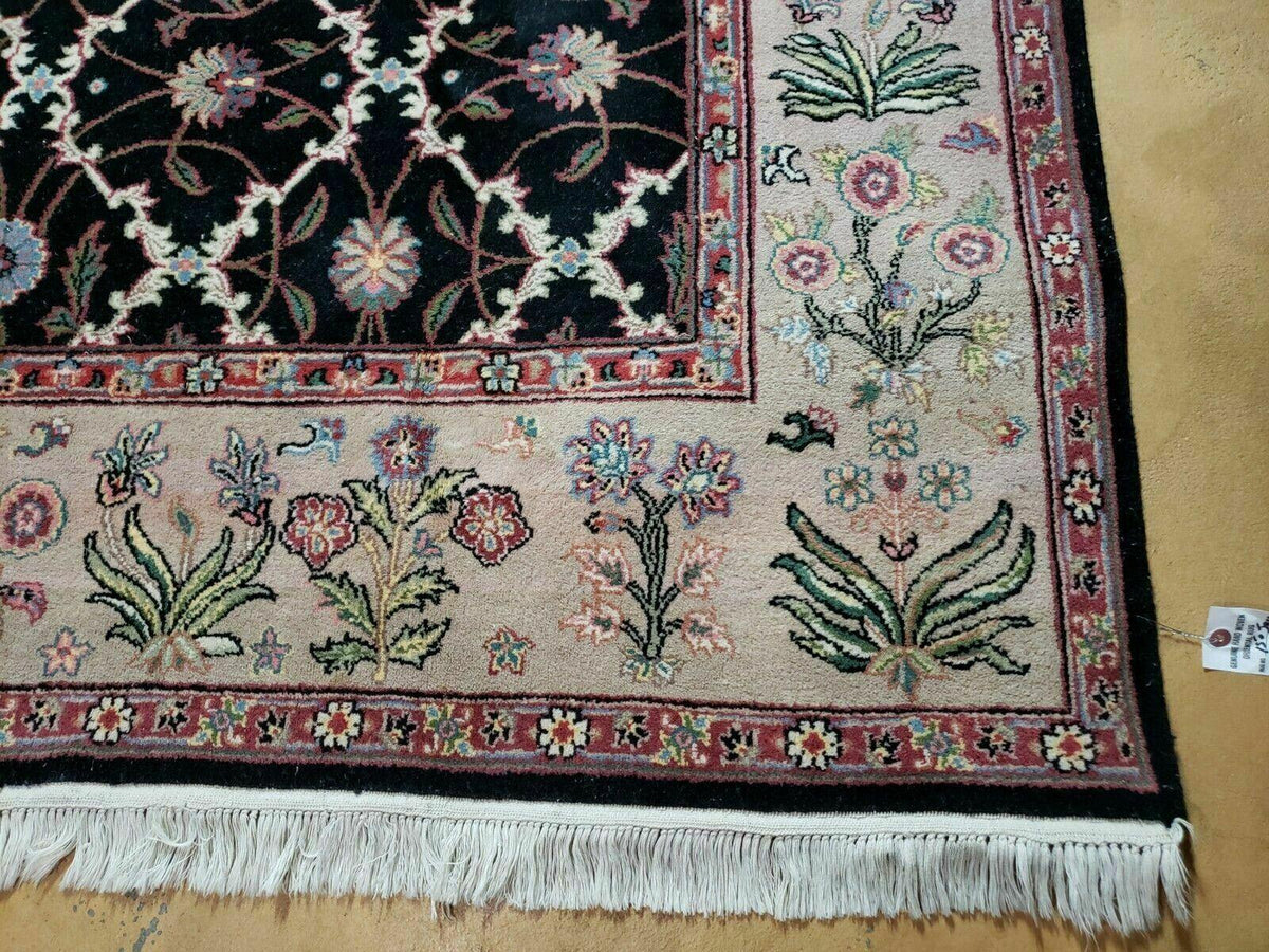 6' X 9' Handmade India Floral Oriental Wool Rug Carpet Hand Knotted Nice Black - Jewel Rugs, view 9