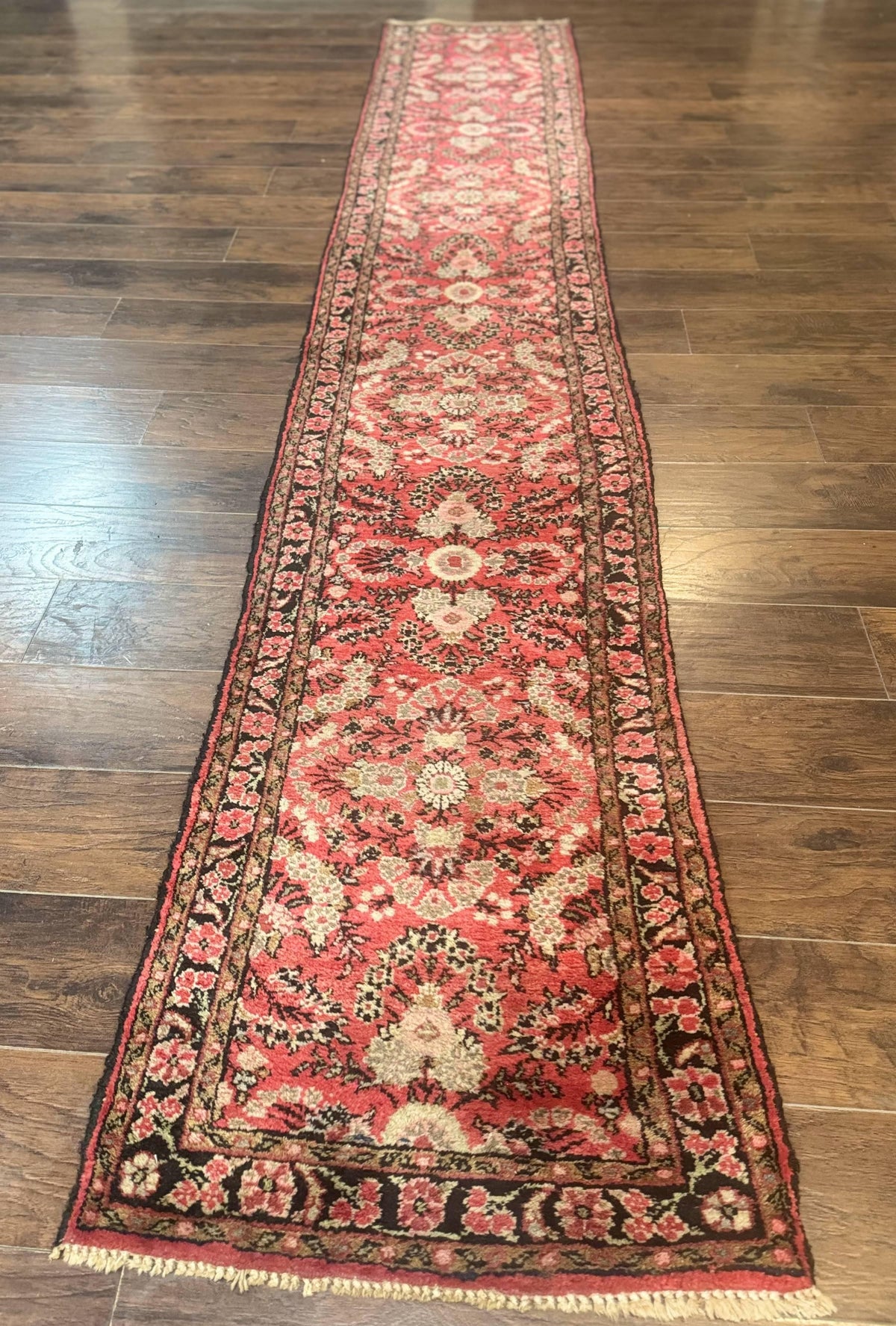Persian Hamadan Runner Rug 2 x 13.6 – Red Floral Wool Hallway Carpet - Jewel Rugs, view 12