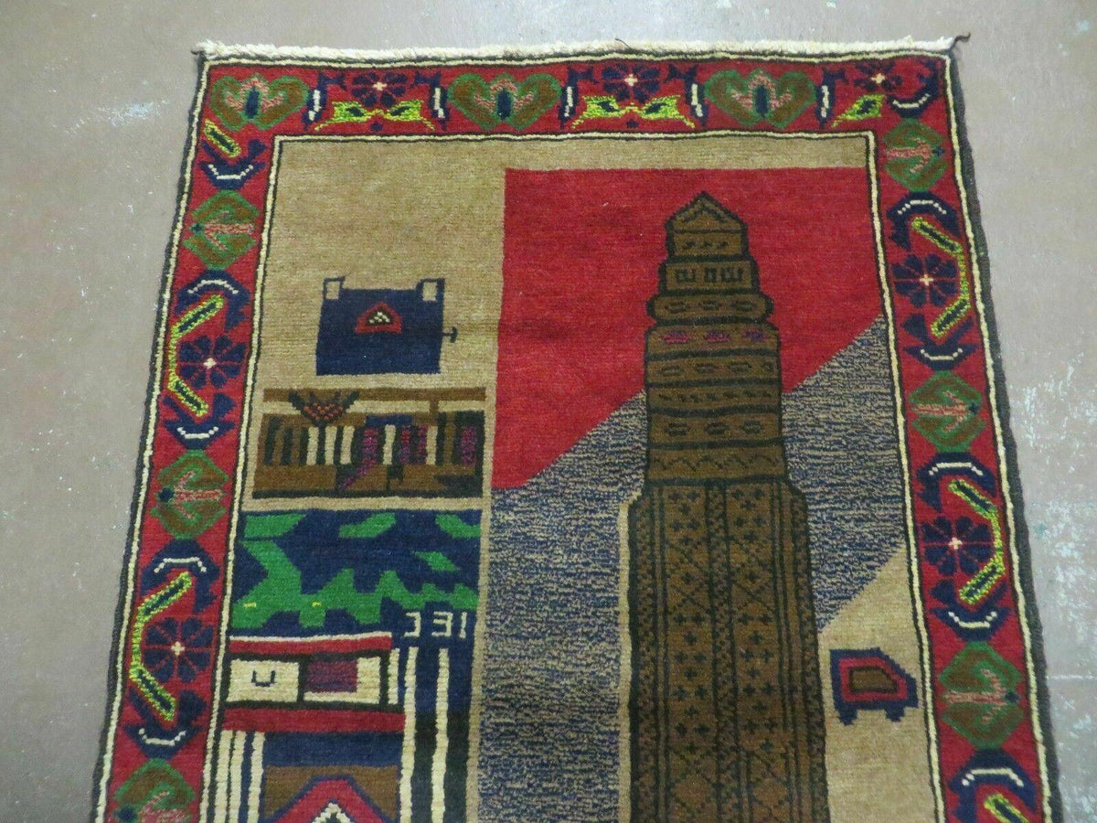 3' X 4' New Vintage Handmade Afghan Balouch Tribal Wool Pictorial Rug # 281 - Jewel Rugs, view 4