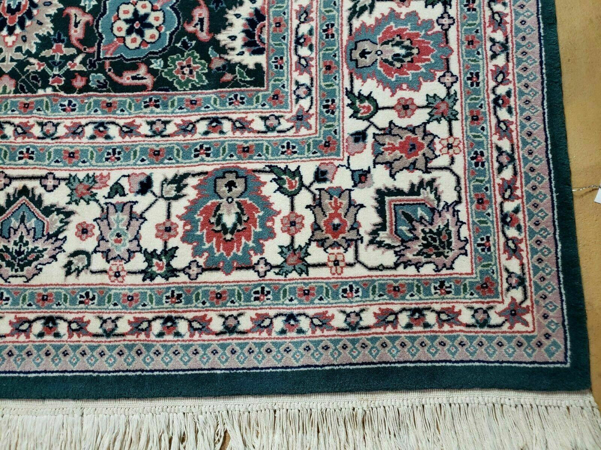 8' X 10' Handmade Indian Oriental Wool Rug Carpet Organic Dye Forest Green Nice - Jewel Rugs, view 9