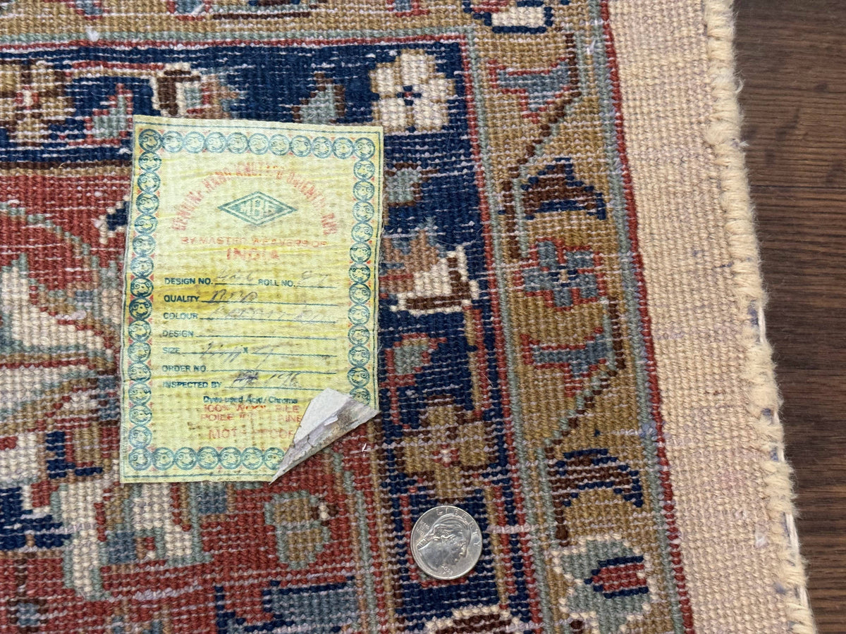 Indo Persian Rug 9x12, Ivory and Red, Traditional Wool Oriental Carpet - Jewel Rugs, view 12
