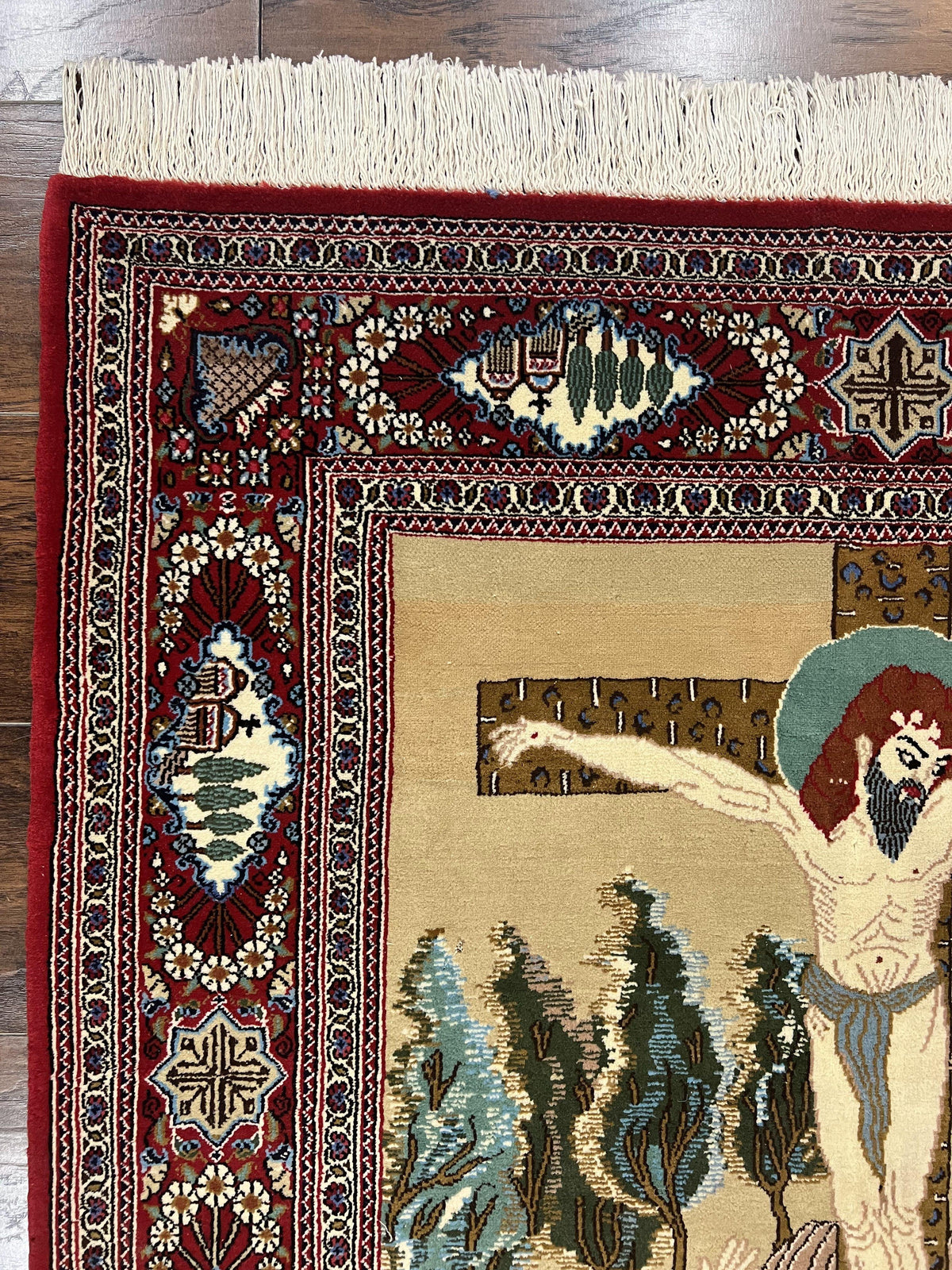 Persian Kashan Pictorial Rug 3x5 - Jesus on Cross - Jewel Rugs, view 6