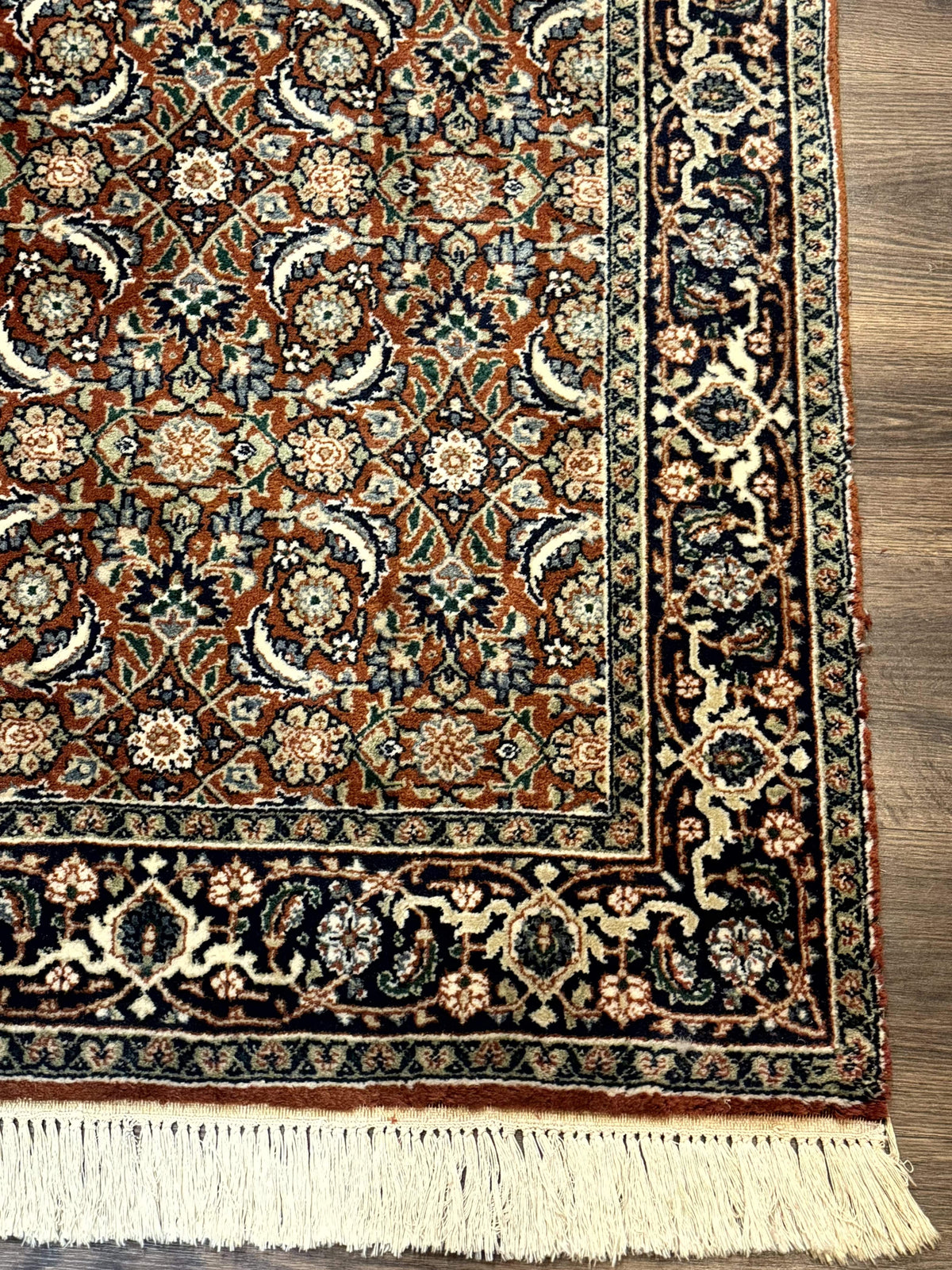 Indo Persian Bijar Rug 3x5, Red and Navy Blue, Allover Pattern, Fine Hand Knotted Wool Carpet - Jewel Rugs, view 10
