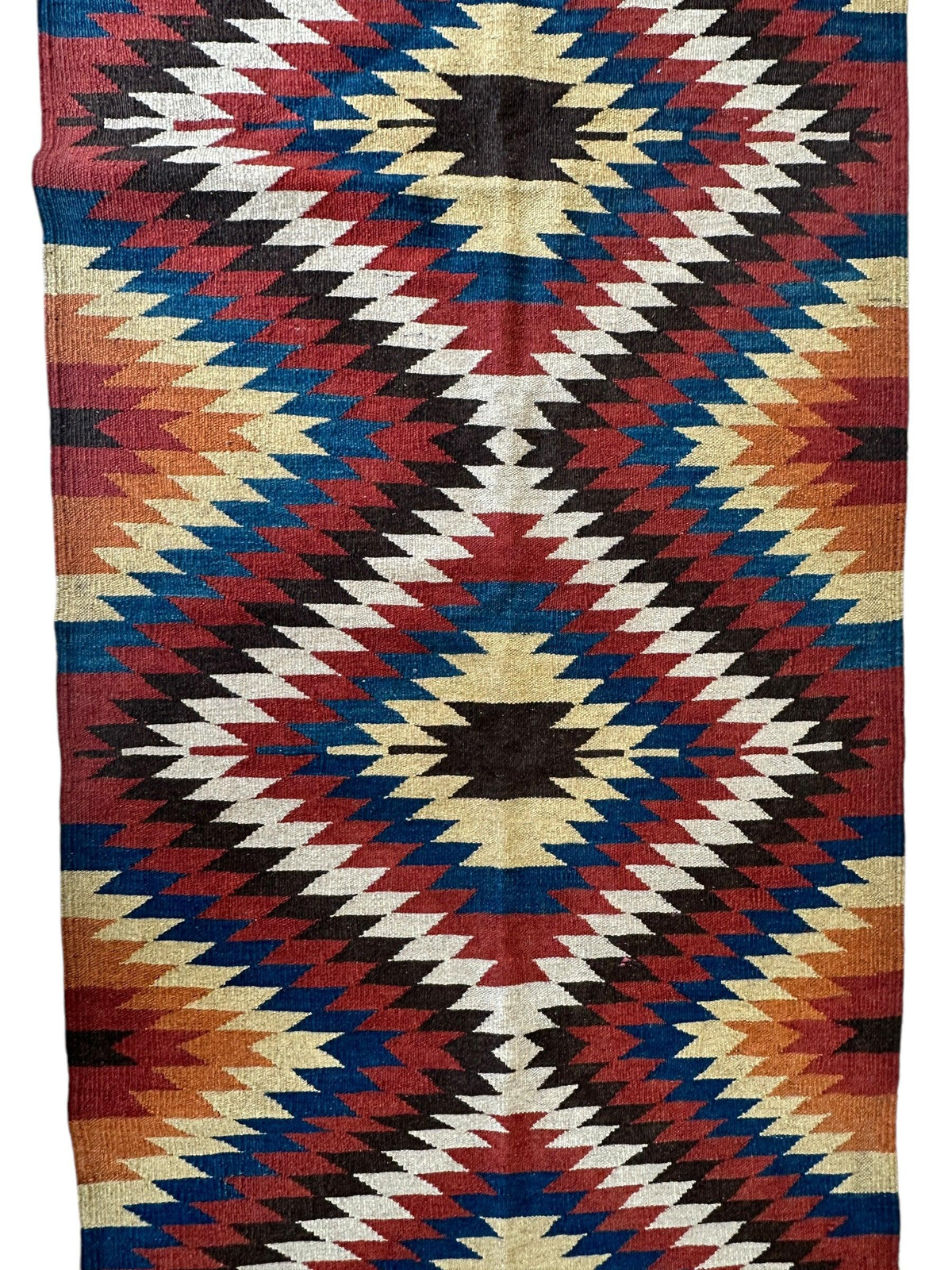 Vintage Afghan Kilim Runner 3x12 | Brown, Red & Ivory | Hand-Woven Wool Flatweave - Rugistan, view 4