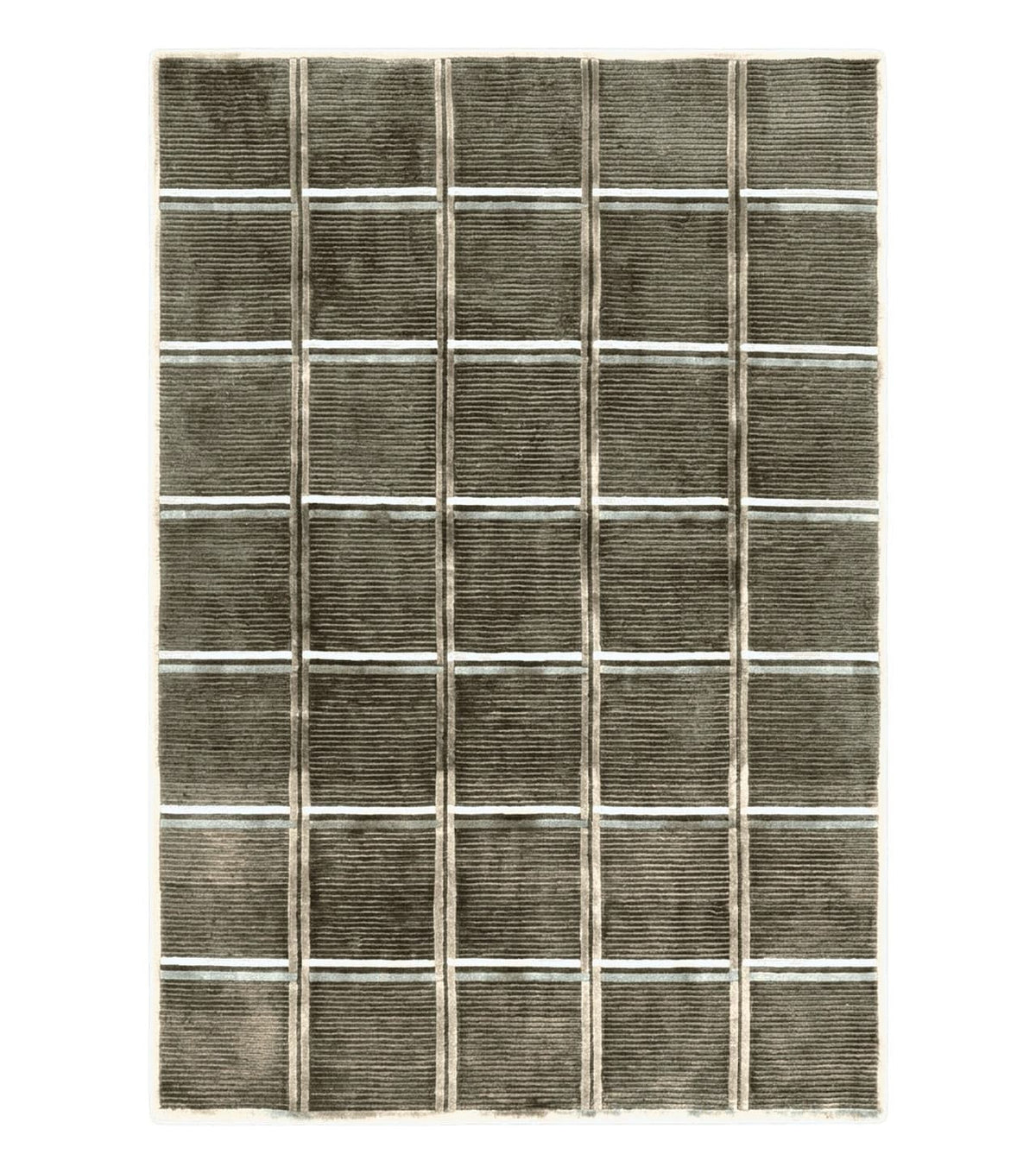 Tibetan Rug 4x6, Green Wool Handmade Area Rug 4 x 6, Panel Design, Modern Contemporary - Jewel Rugs