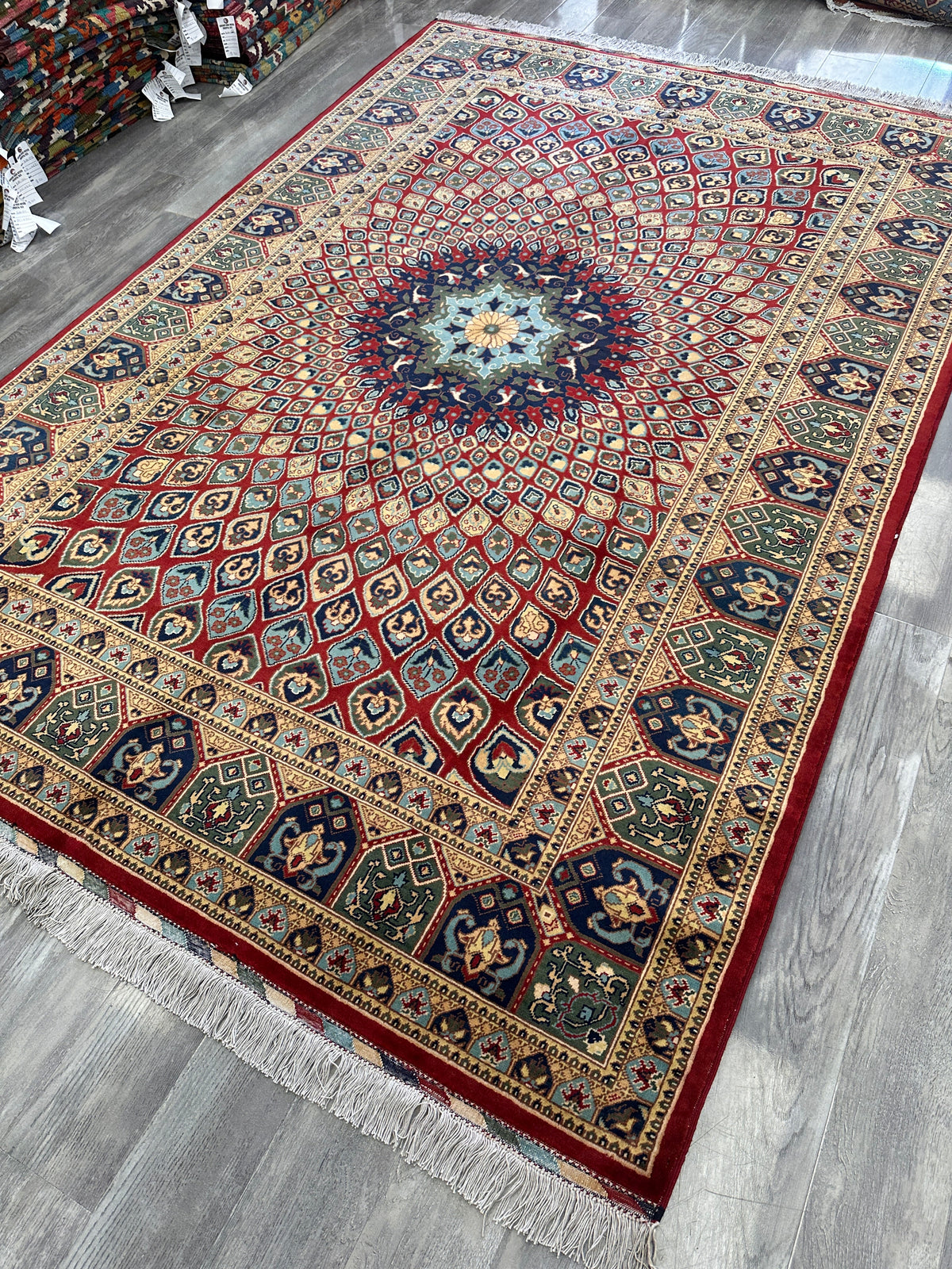 Afghan Rug 7x10 | Red, Beige & Light Blue | Hand-Knotted Wool - Rugistan, view 4
