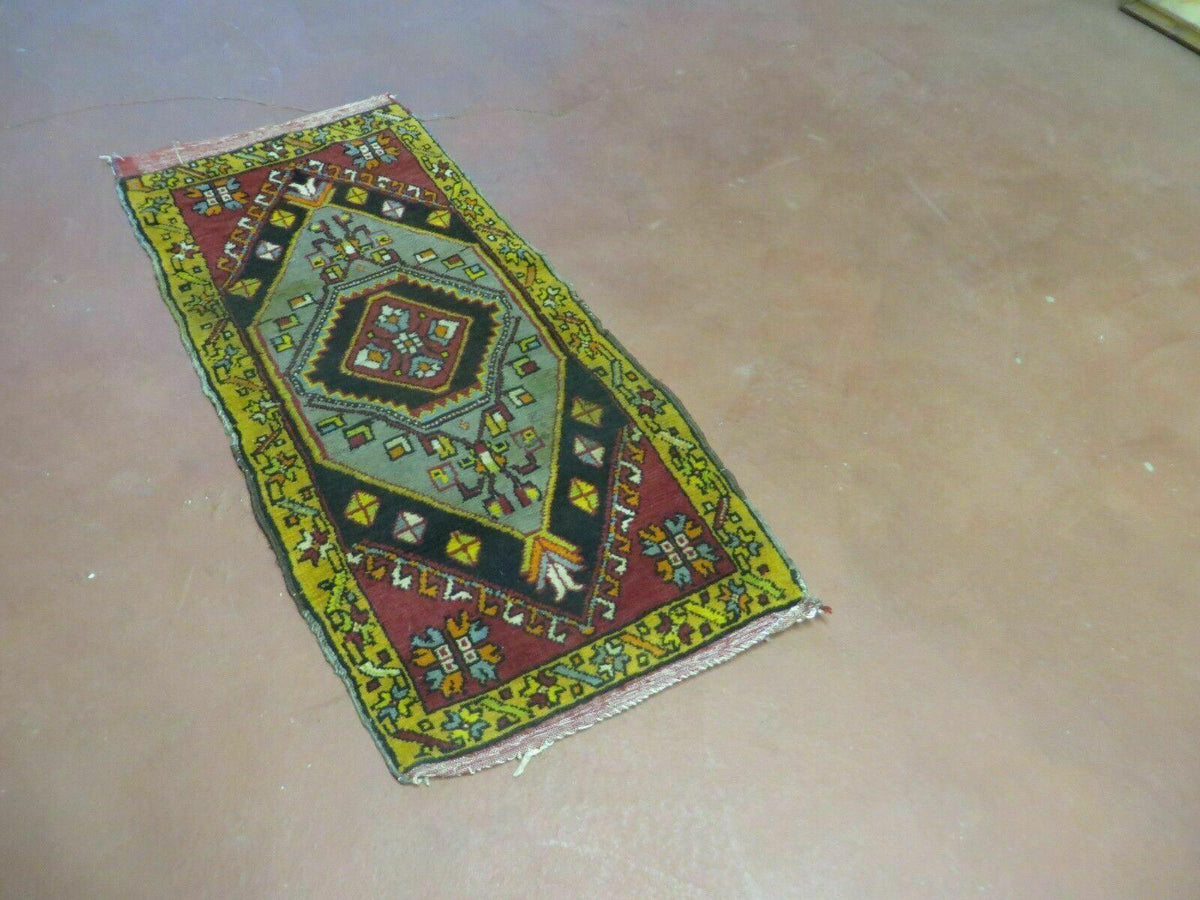 19" X 42" Antique Handmade Turkish Colorful Oushak Oshak Yastik Wool Rug Mat - Jewel Rugs, view 3