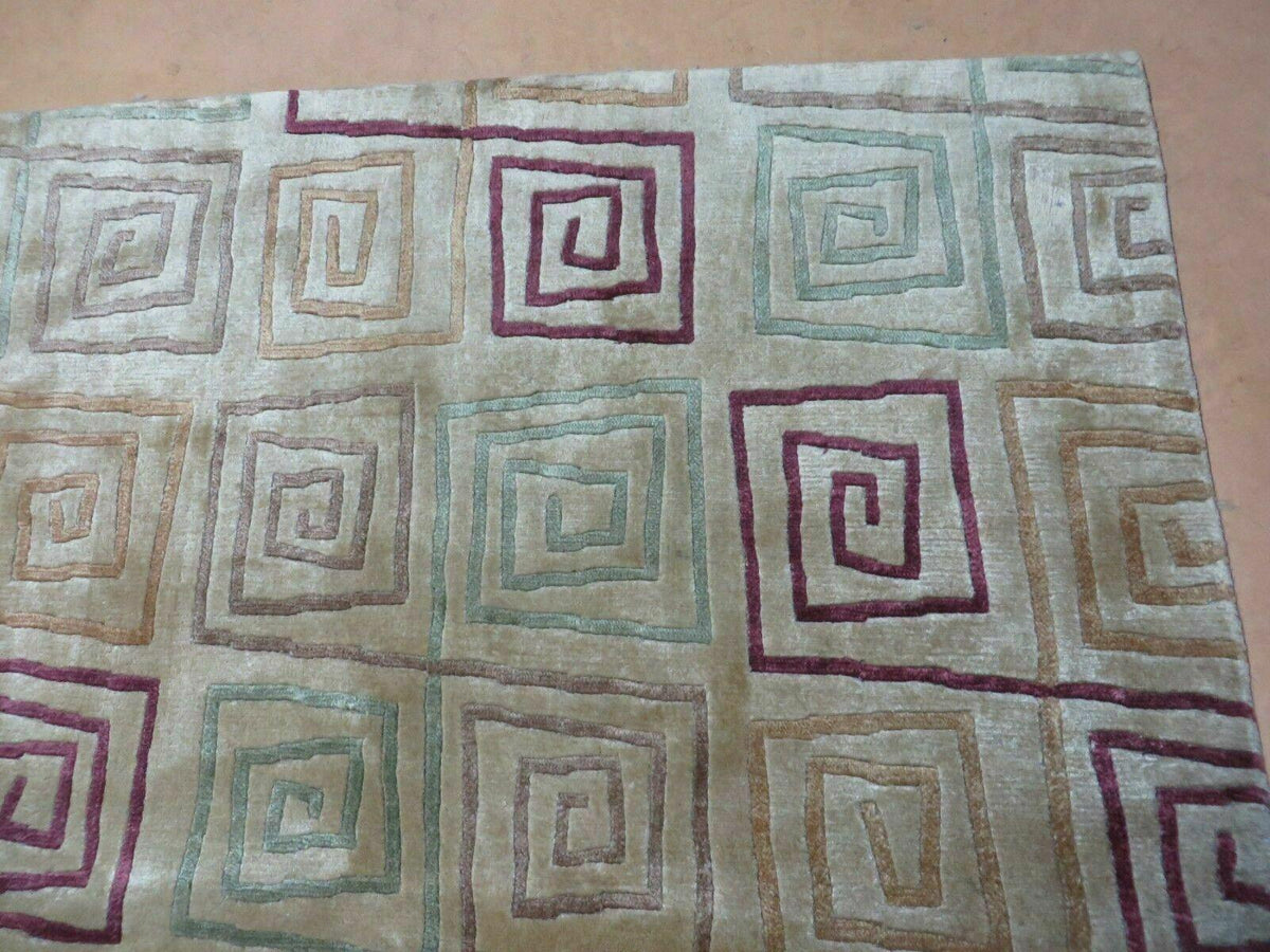 8' X 11' Modern Tibetan Nepal Art Deco Chinese Handmade Wool Silk Rug Abstract - Jewel Rugs, view 7