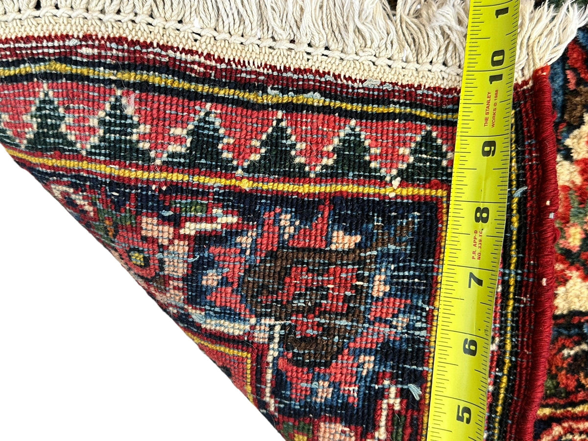 Antique Persian Bakhtiari Rug 9x13 | Red, Navy & Ivory | Hand-Knotted Wool - Rugistan, view 10