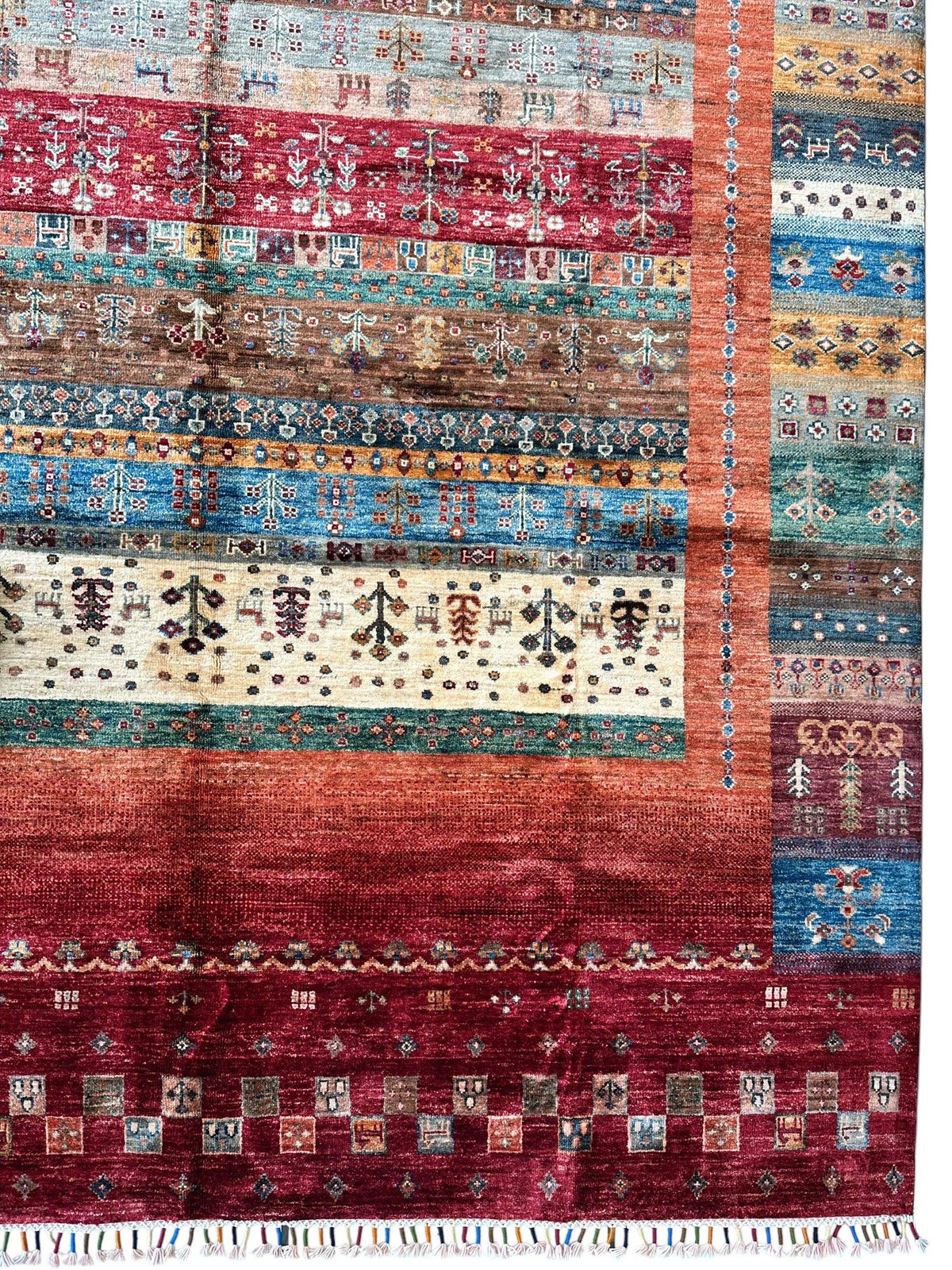 Afghan Ghazni Rug 7x10 | Red, Orange & Blue | Hand-Knotted Wool - Rugistan, view 11