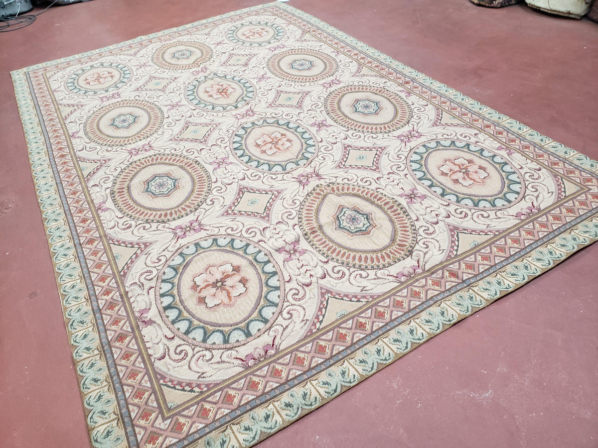 New Needlepoint Rug, 6x9 Needlepoint Carpet, Flatweave Rug, Vicotorian French European English Decor, Elegant Rug for Living Room, Handmade - Jewel Rugs, view 3