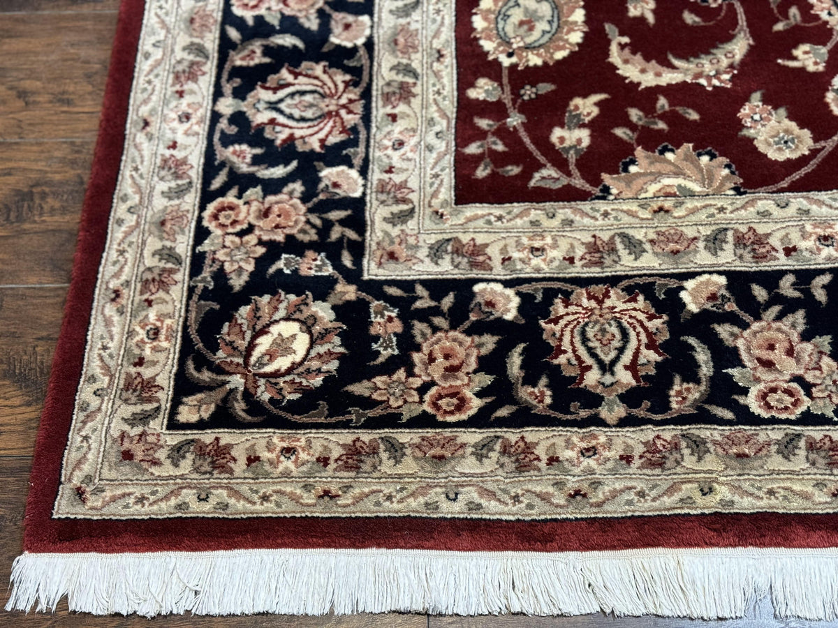Maroon Persian Area Rug 8x10, Floral Allover, Pak Persian, Wool and Silk Highlights, Traditional Oriental Carpet - Jewel Rugs, view 9