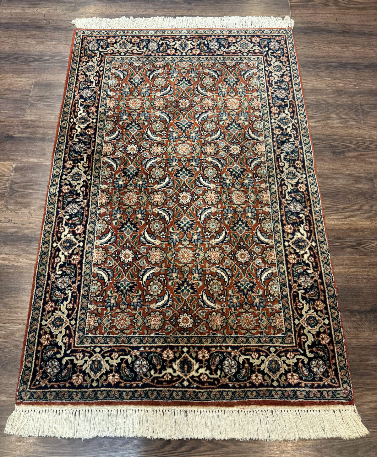 Indo Persian Bijar Rug 3x5, Red and Navy Blue, Allover Pattern, Fine Hand Knotted Wool Carpet - Jewel Rugs, view 2