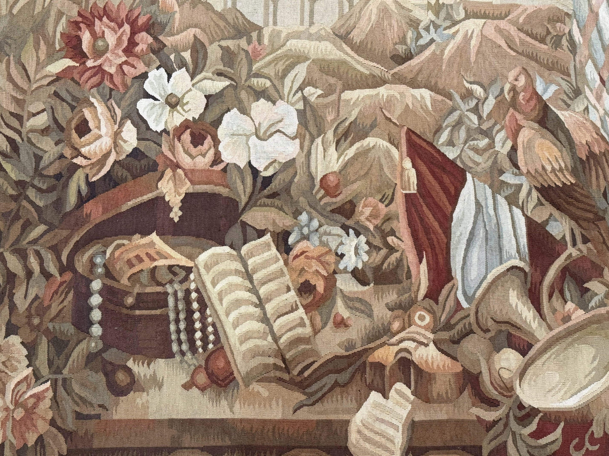 Vintage French Tapestry 5x7, Handmade, Wool, Aubusson Weave - Jewel Rugs, view 10