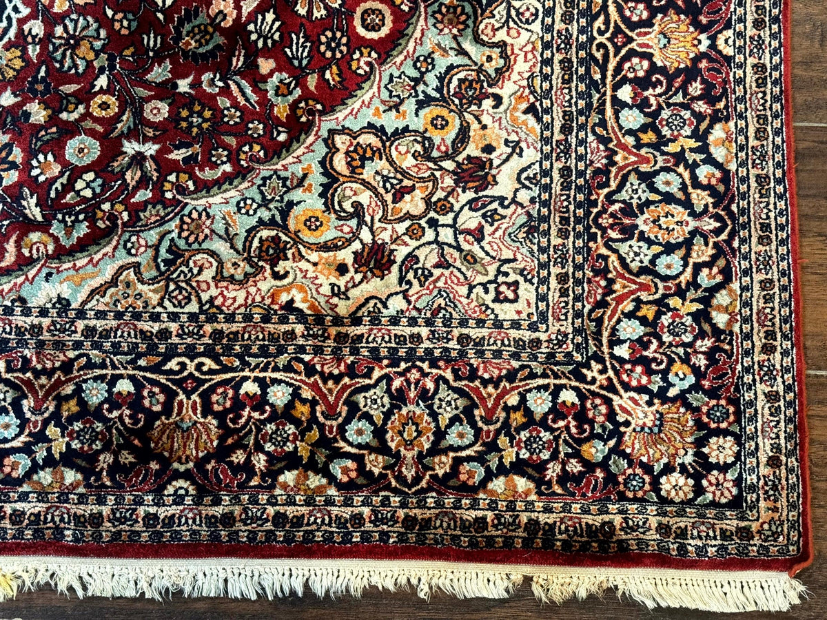 4x6 Silk Rug, Very Fine 650 KPSI, Silk Persian Carpet, Red, Floral Medallion, Sino Persian - Jewel Rugs, view 9