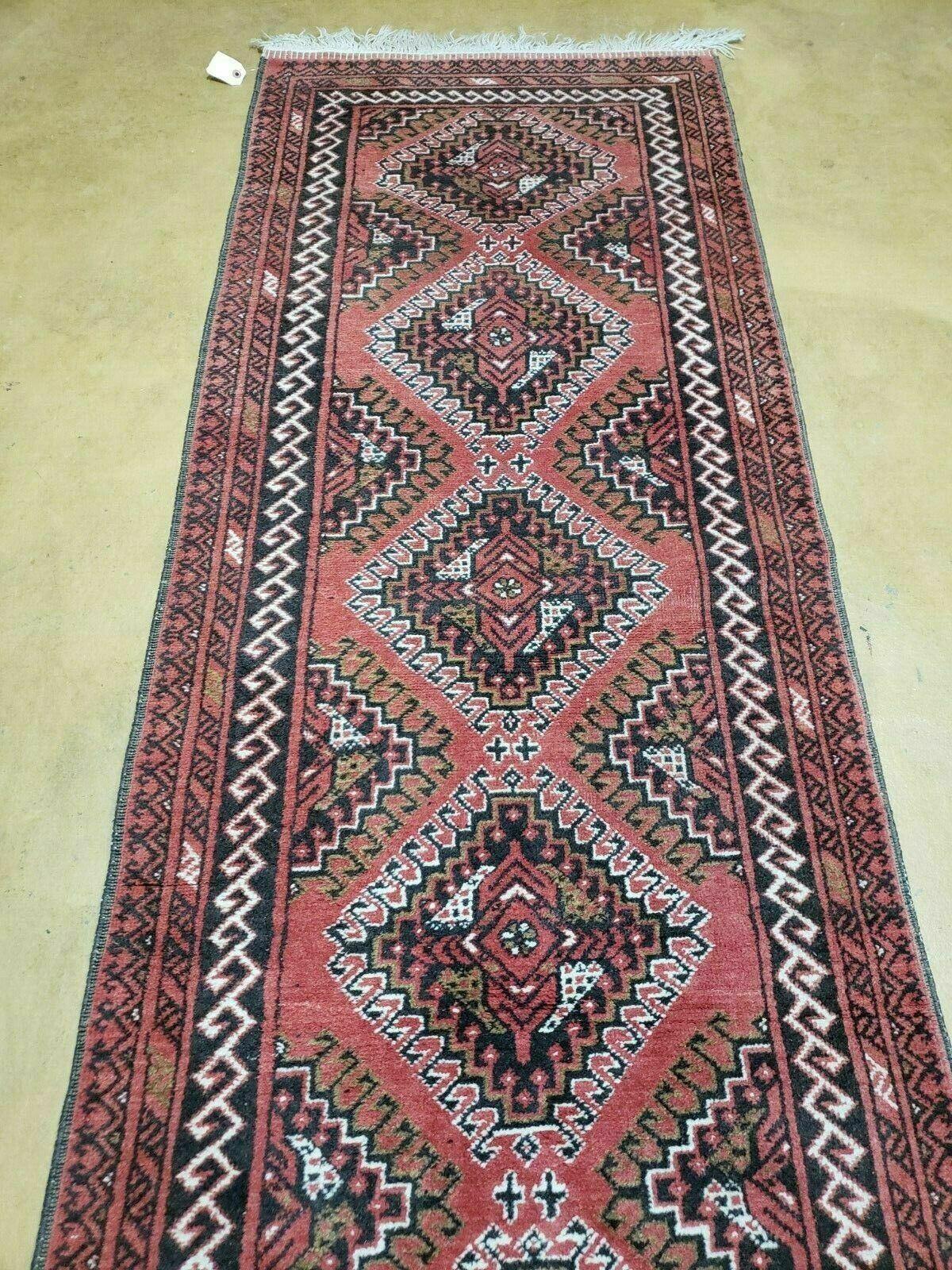 2' 5" X 9' Vintage Handmade Bokhara Red Turkoman Pakistani Wool Runner Rug Organic - Jewel Rugs, view 5