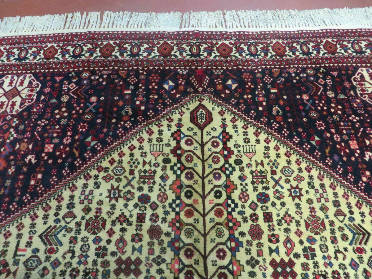 7' X 10' Vintage Handmade Indian Floral Wool Rug Hand Knotted Carpet Ivory Red - Jewel Rugs, view 4