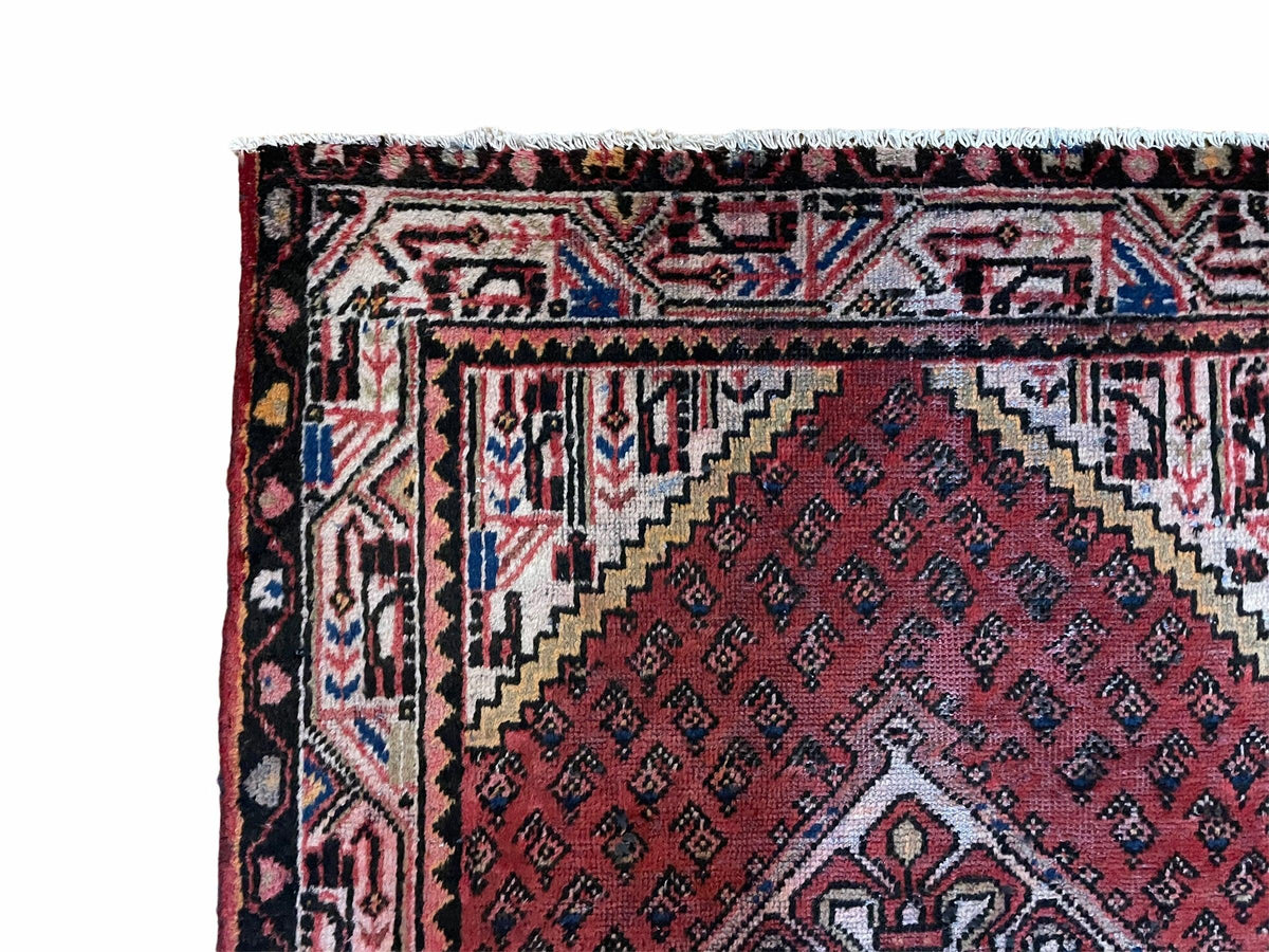 4x6 Antique Rug Handmade Wool Rug Organic Dyes Red Ivory Red Tribal Rug Boho Rug - Jewel Rugs, view 7