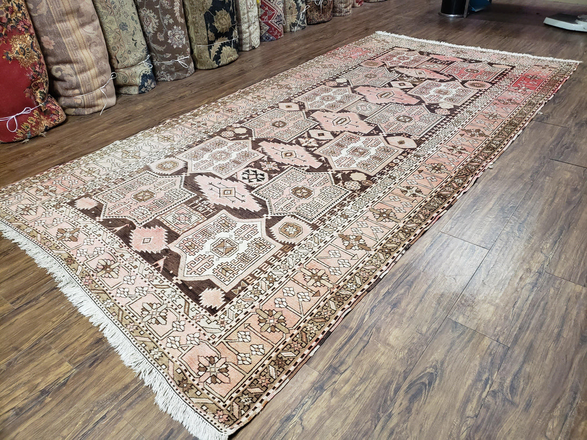 Antique Caucasian Rug 5' 5" x 10' 9", Shirvan Carpet, Wide Oriental Corridor Runner, Quality Handmade Hand-Knotted Wool Rug, Pale Pink Black - Jewel Rugs, view 3