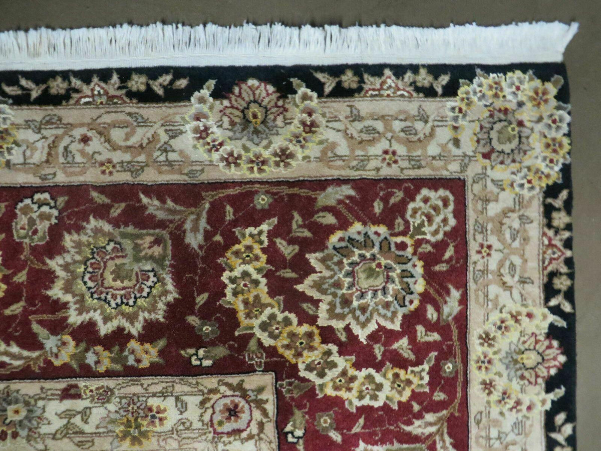 9' X 12' Vintage Handmade Fine Chinese Oriental Floral Wool Rug Silk Black - Jewel Rugs, view 7