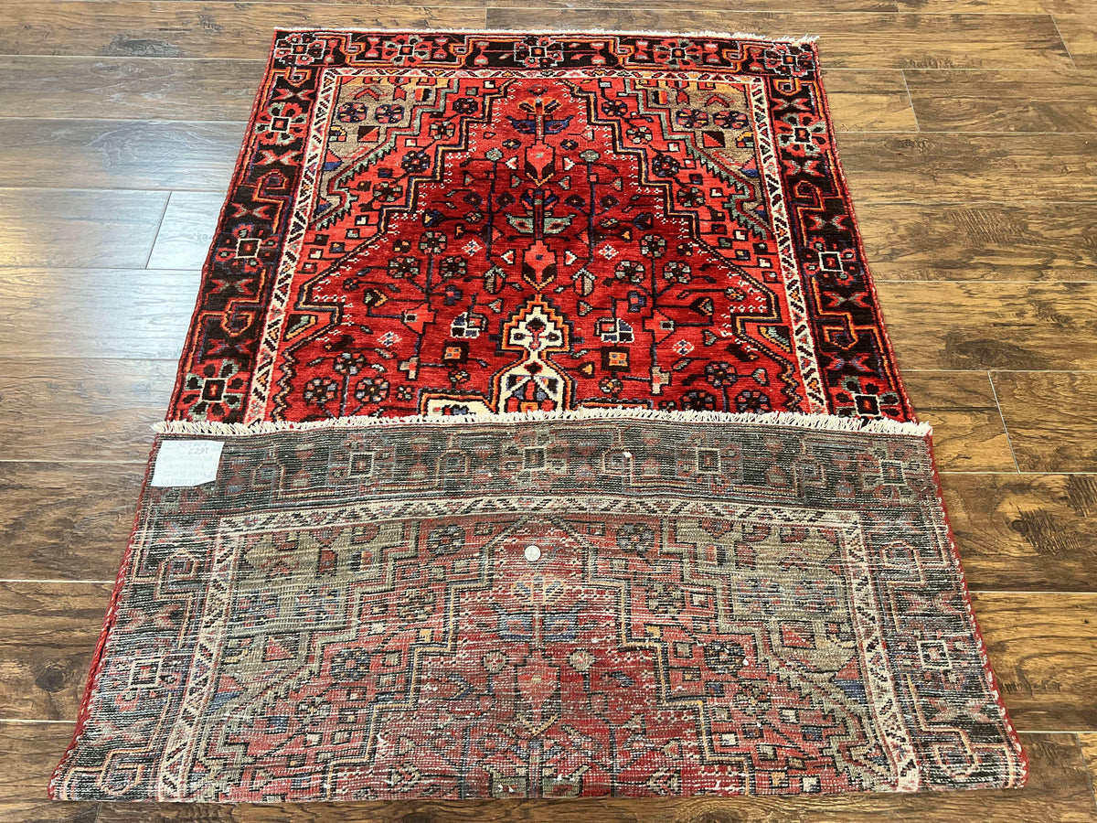Antique Persian Tribal Rug 4x7, Red, Geometric Medallion, Handmade, Wool, Persian Zanjan Rug - Jewel Rugs, view 11