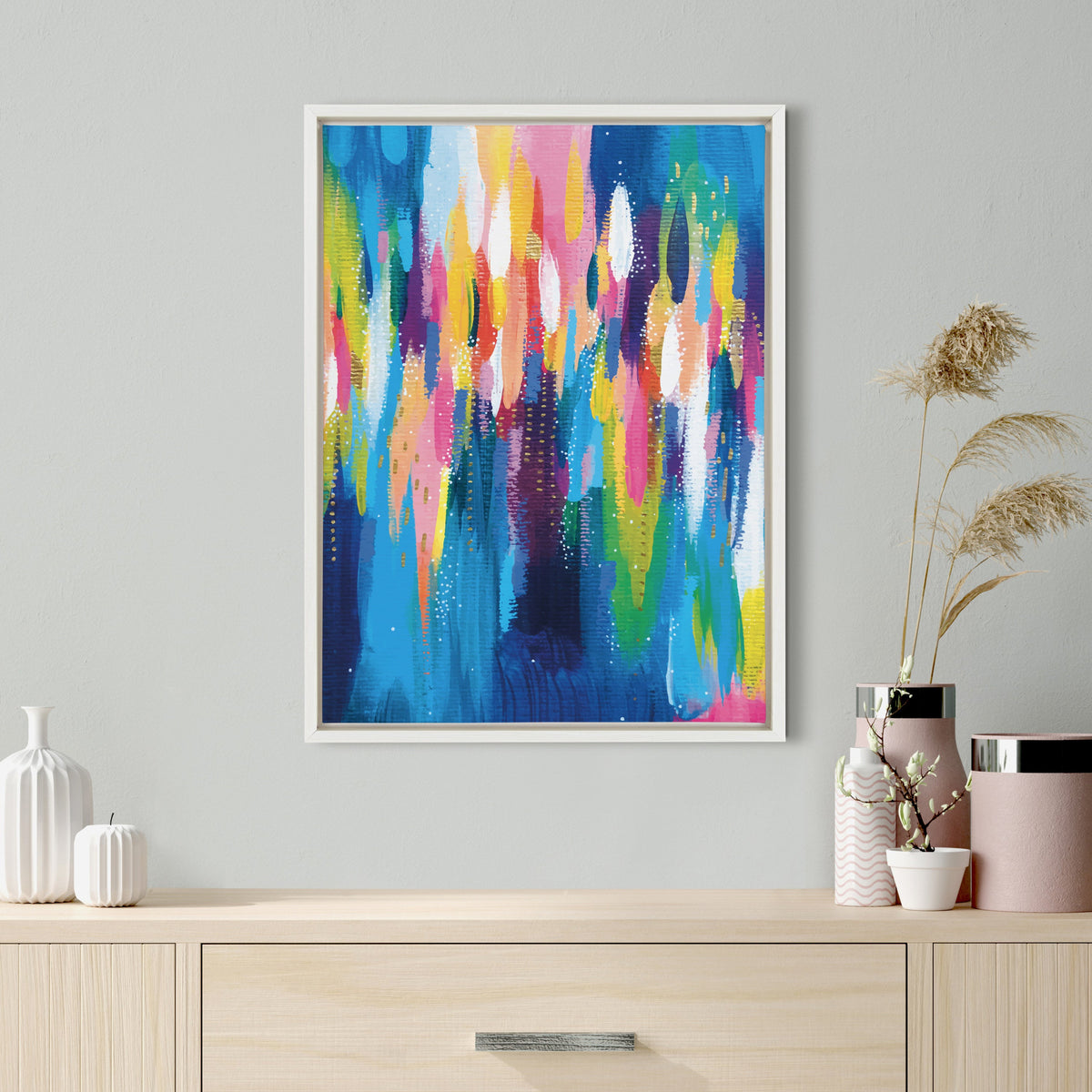 Sylvie EV Bright Brush Strokes 033 Framed Canvas by Ettavee