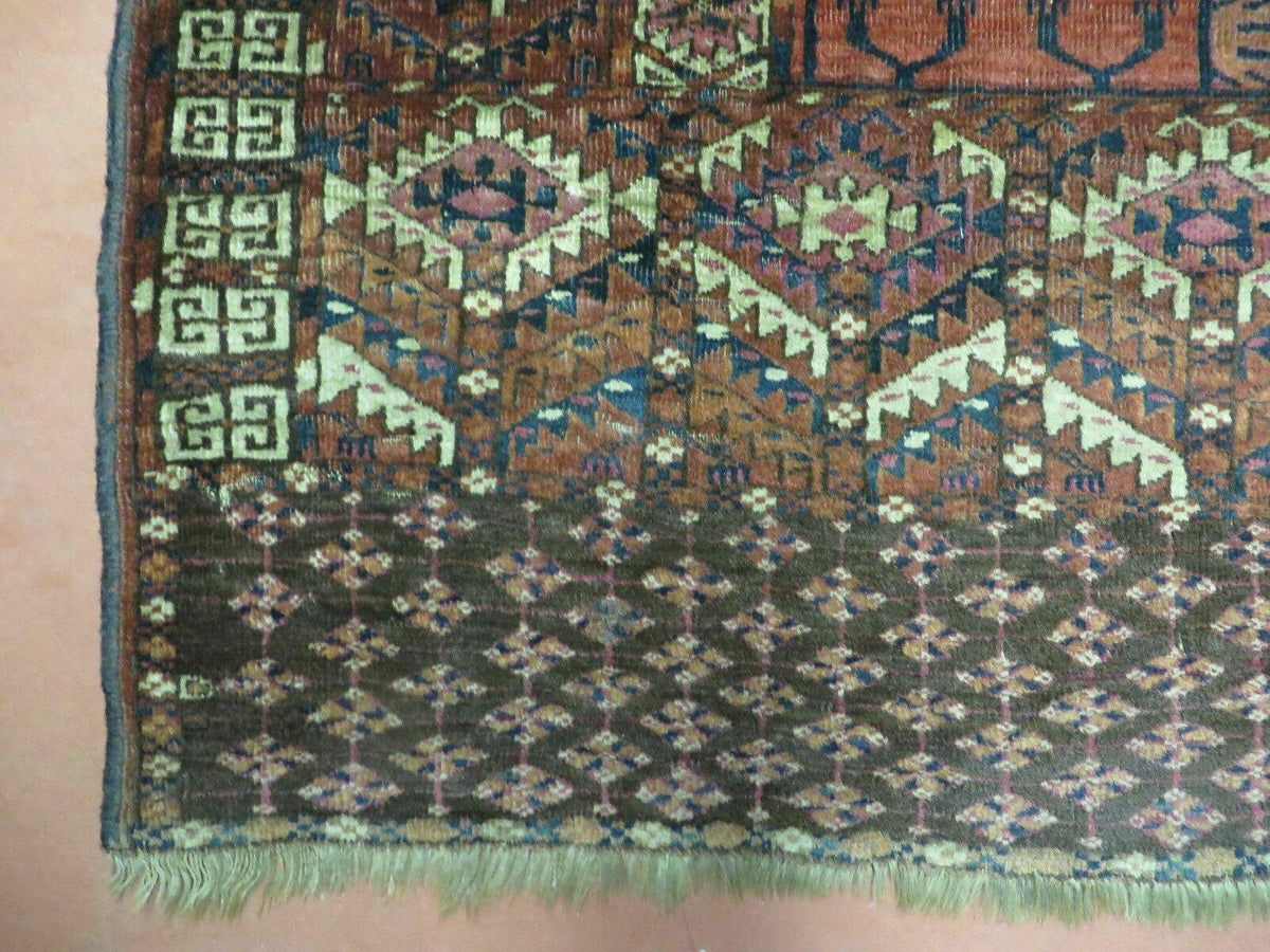 Antique Turkoman Ensi Wool Rug 4x5 - Jewel Rugs, view 8