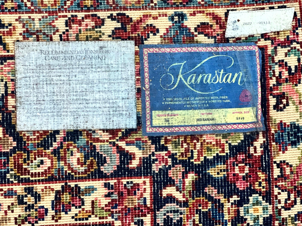 Karastan Rug 5.9 x 9 Red Sarouk Rug #785, Karastan Wool Rug, Karastan Carpet, Original 700 Series Vintage Karastan Oriental Rug Discontinued - Jewel Rugs, view 11