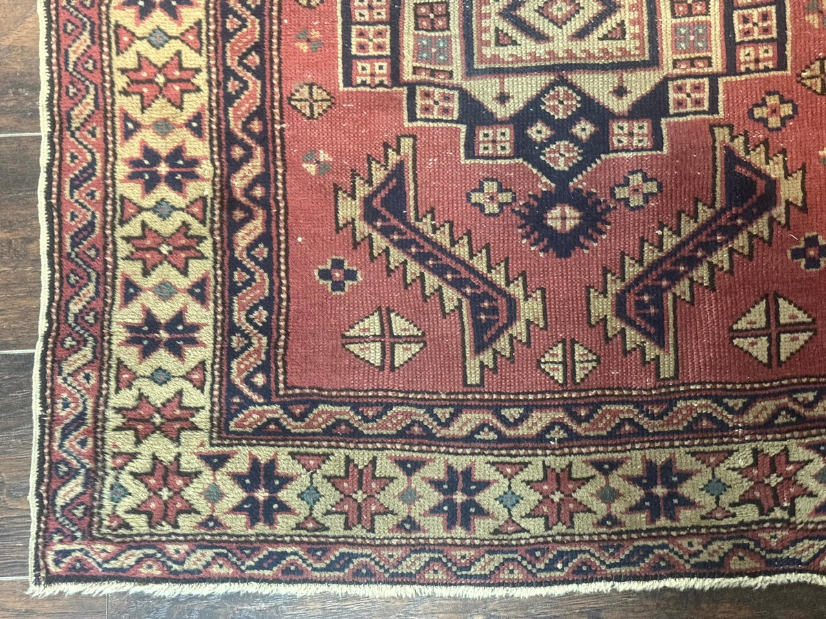 Antique Turkish Sparta Rug 3x6, Geometric Caucasian Kazak Pattern, Handmade - Jewel Rugs, view 9