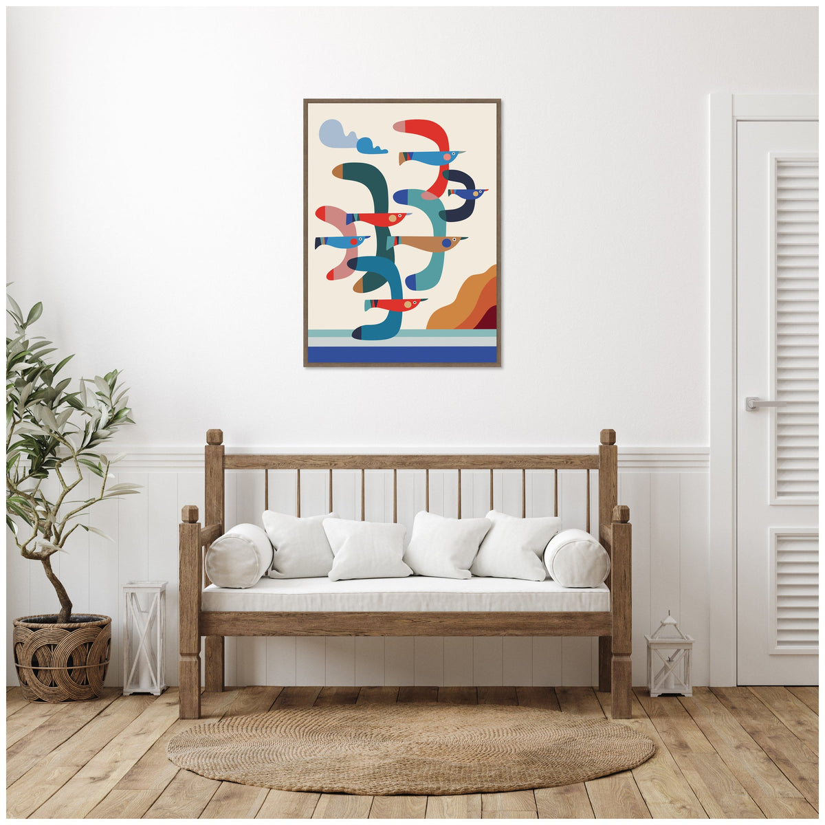 Seagulls Coastal Vibes by Rachel Lee Framed Canvas Wall Art Print